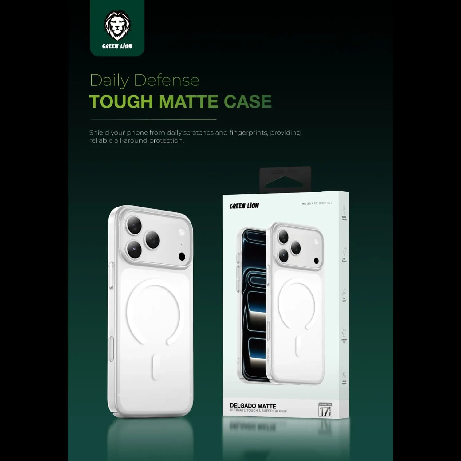 Green Lion iPhone 17 Pro Max Case - Military-Grade Drop Protection, Matte 5