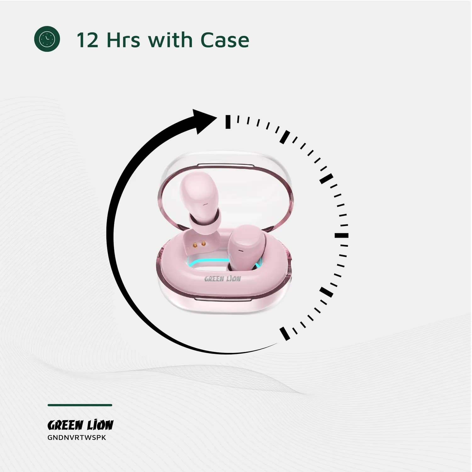 Green Lion Earbuds Denver - True Wireless, 12H Playback, Pink — Black 5