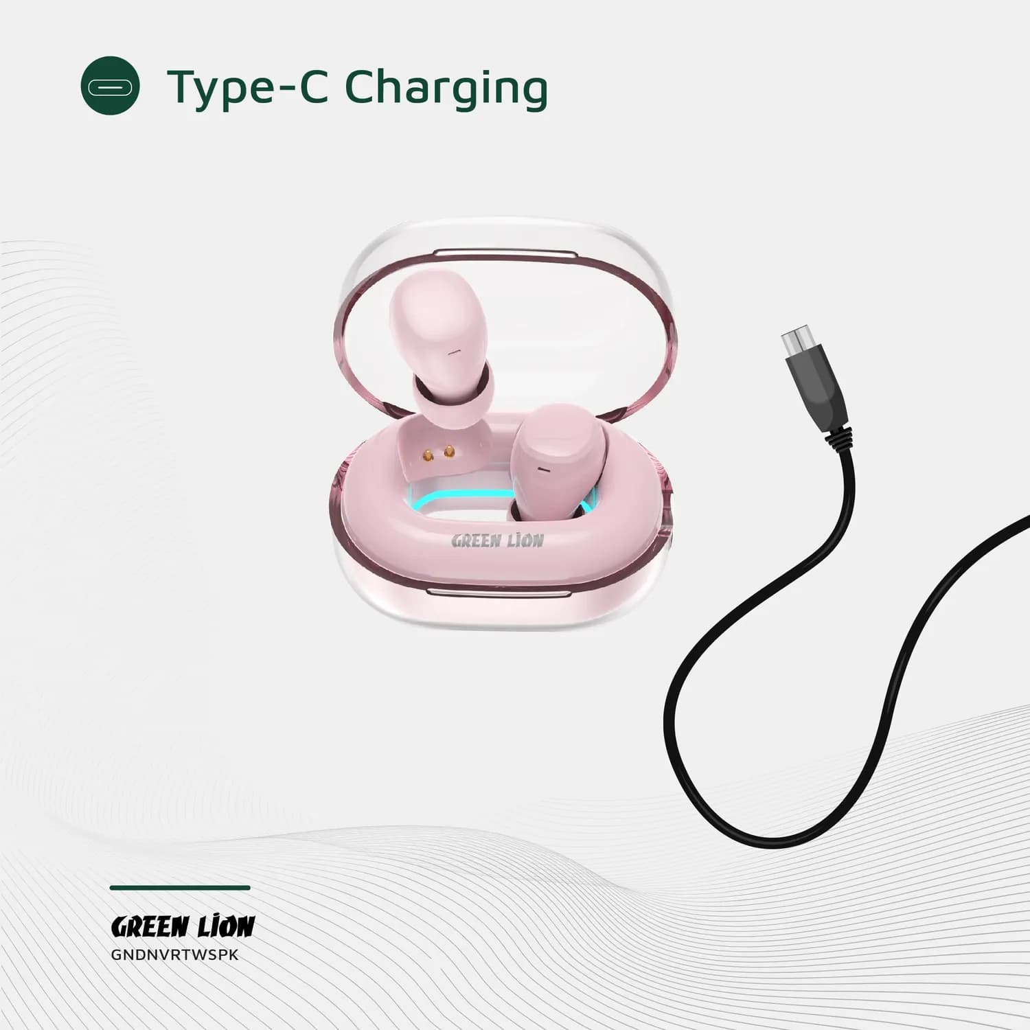 Green Lion Earbuds Denver - True Wireless, 12H Playback, Pink — Black 6