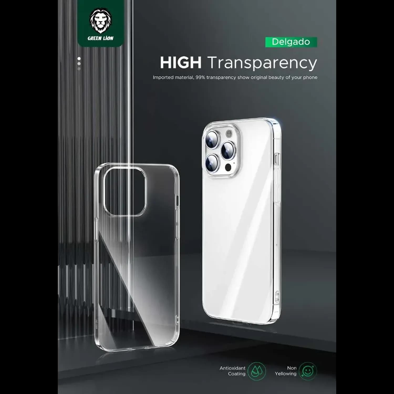 Green Lion Case iPhone 15 Pro Max - Military-Grade Drop Protection, Clear 2