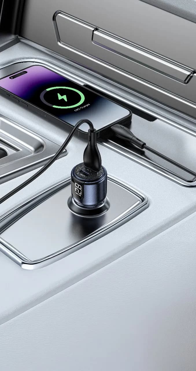 Green Lion Dual Port Car Charger PD+QC 75W - Gray 4
