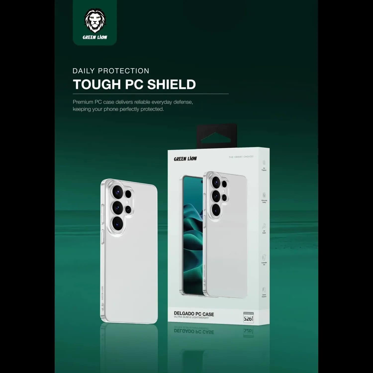 Green Lion PC Case Samsung S25 Ultra - Polycarbonate, Clear 5