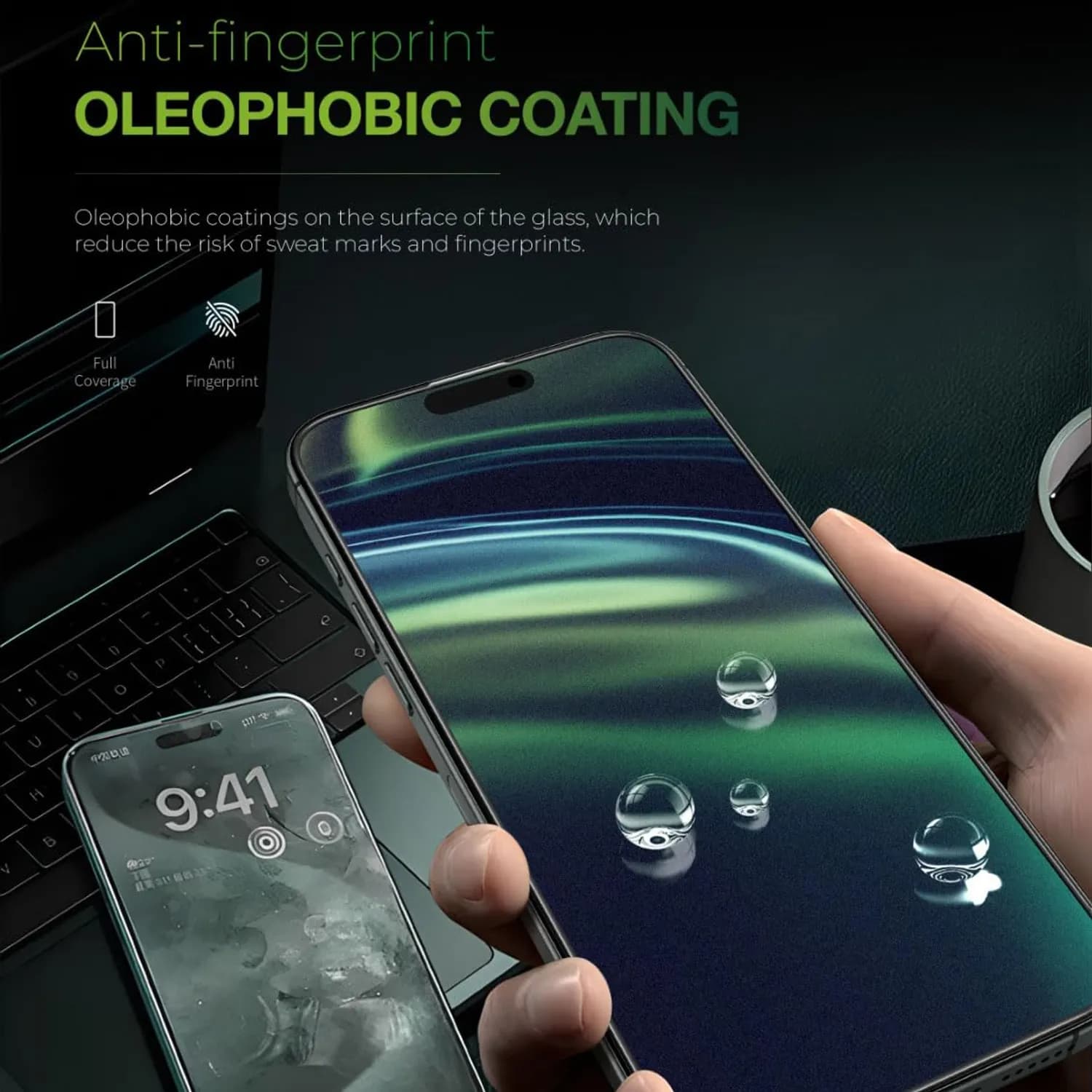 Green Lion Privacy Screen Protector iPhone 16 - Anti-Spy, Black Edge 2