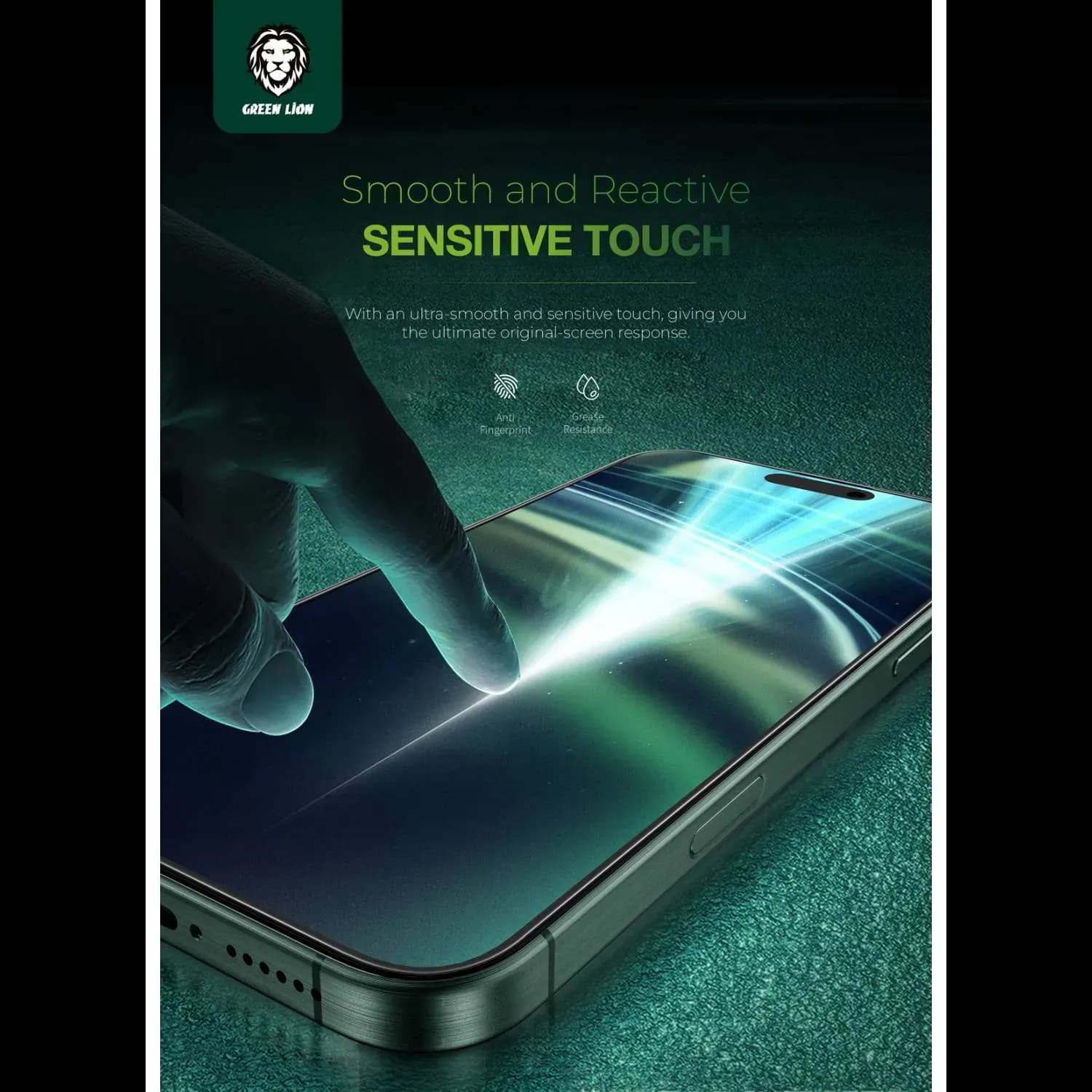 Green Lion Privacy Screen Protector iPhone 16 Pro Max - Anti-Spy, Black Edge 4