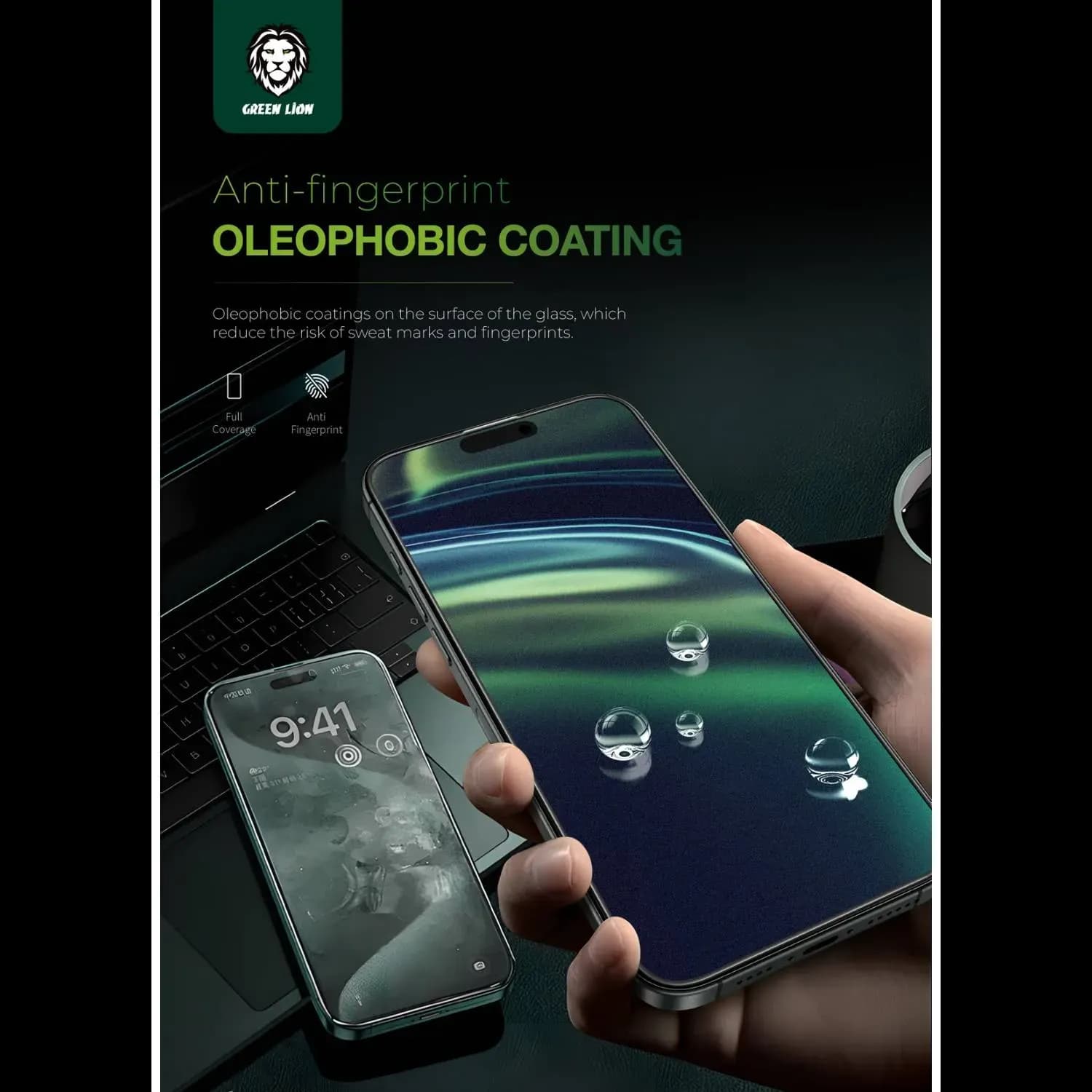 Green Lion Privacy Screen Protector iPhone 16 Pro Max - Anti-Spy, Black Edge 5