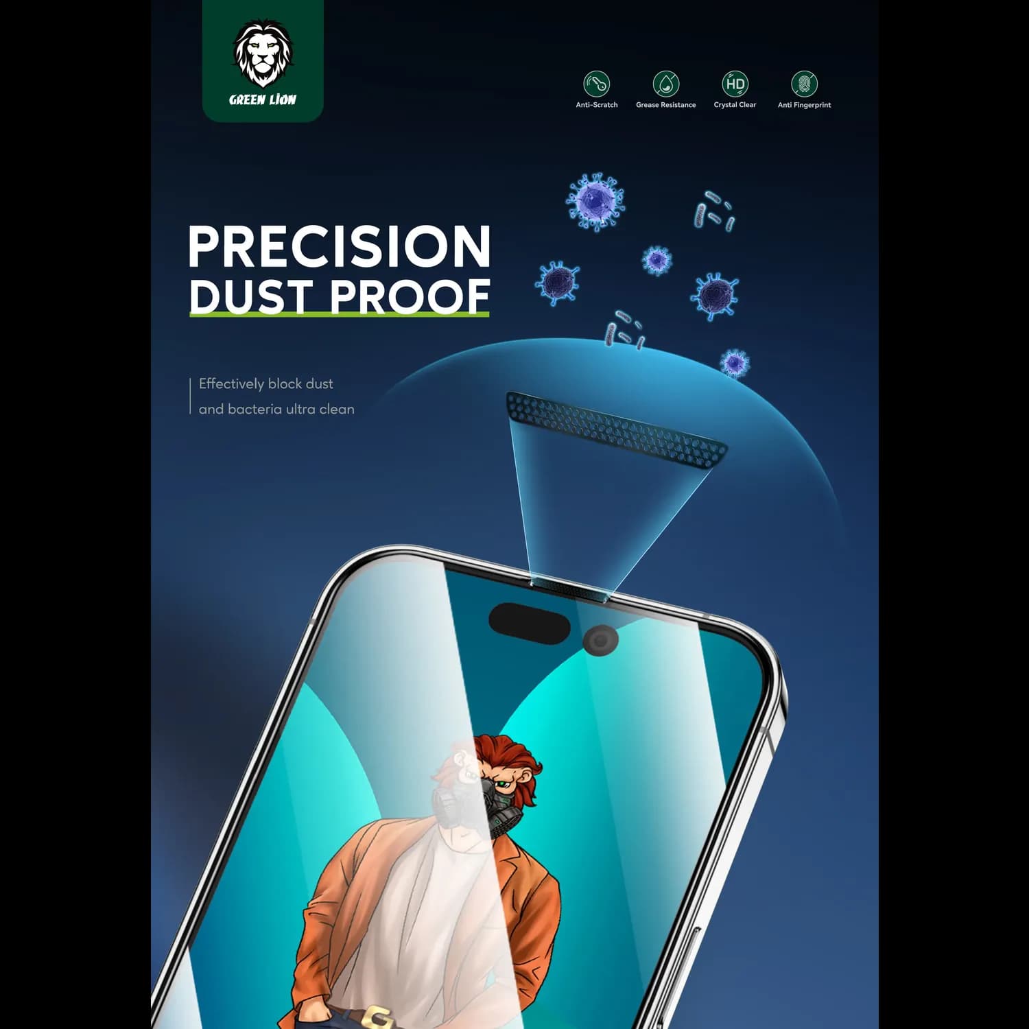 Green Lion Glass Screen Protector - 3D Round Edge, Anti-Dust, iPhone 14 Pro 3