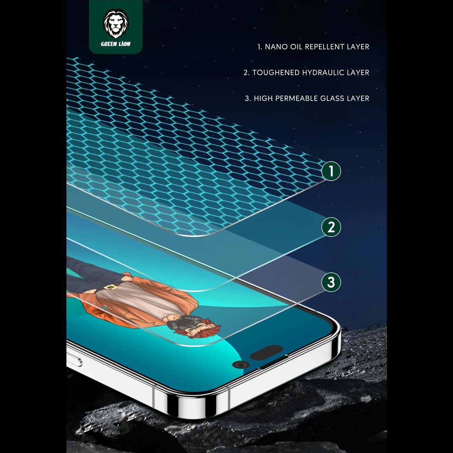 Green Lion Glass Screen Protector - 3D Round Edge, Anti-Dust, iPhone 14 Pro 5