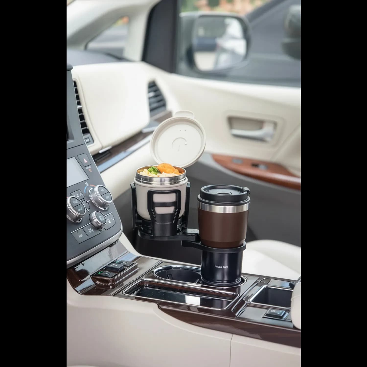 Green Lion Car Cup Holder Drive Flex - 2-in-1 Tray, Black 5