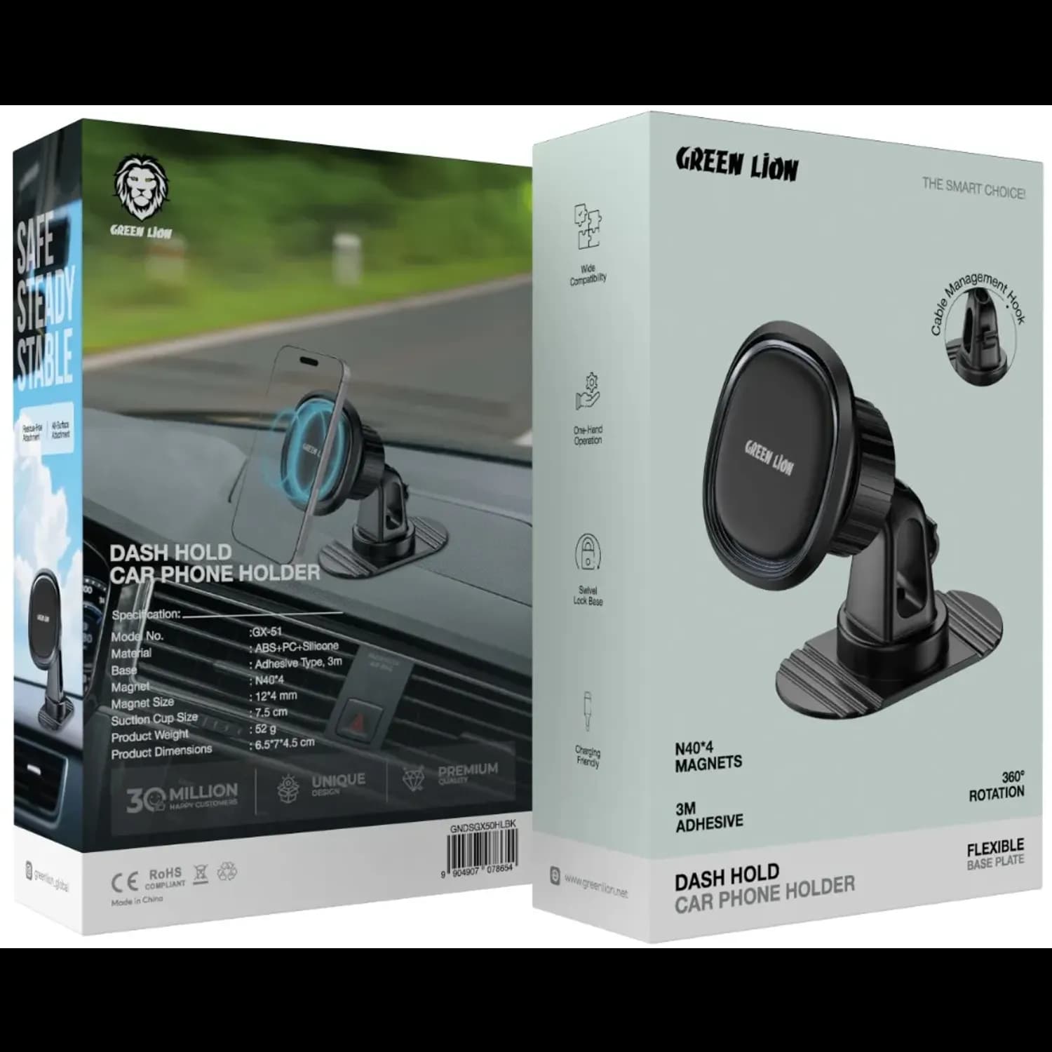 Green Lion Car Phone Holder - Magnetic Dash Mount, Black 5