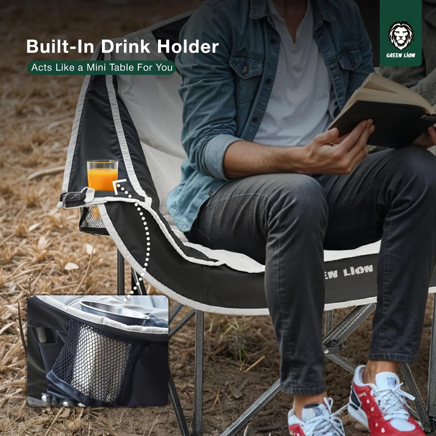 Green Lion Camping Chair Desert Ranger - Padded, Black 4