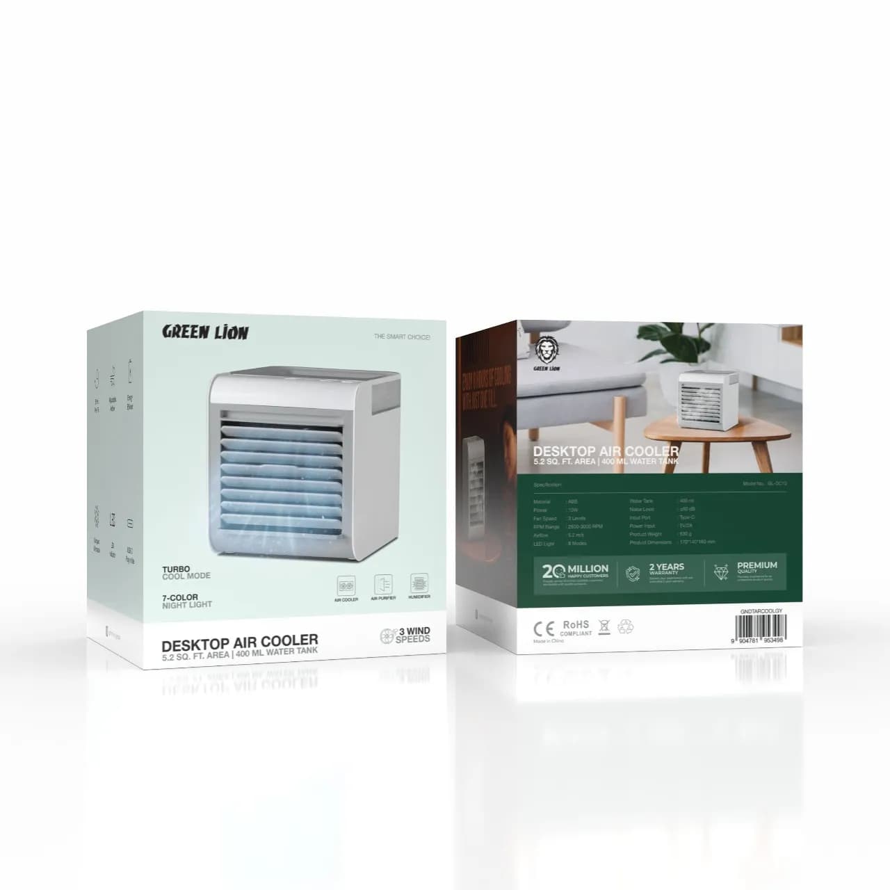 Green Lion Desktop Air Cooler 400mL - Gray 2