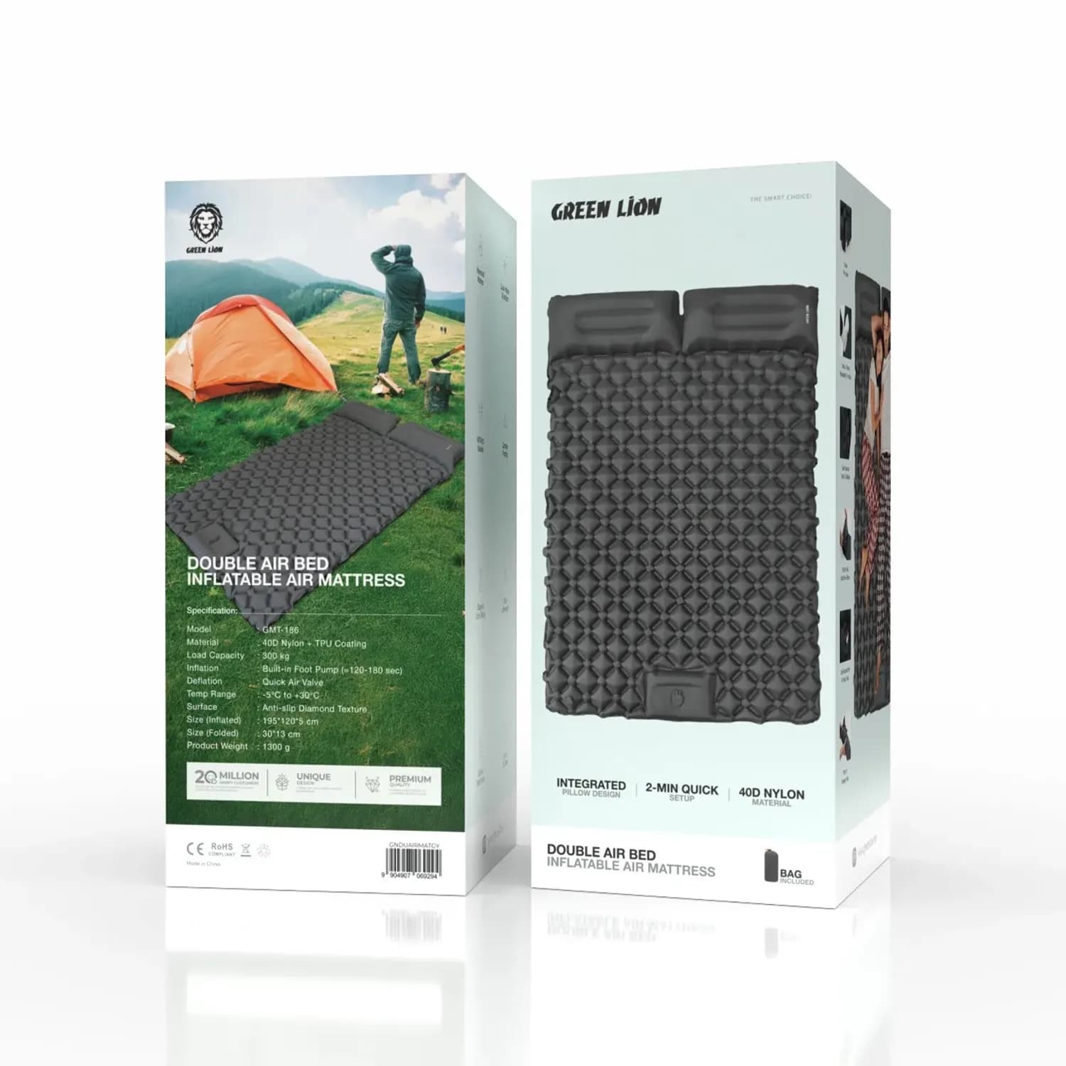 Green Lion Sleeping Pad - Double, Self-Inflating, Grey 4
