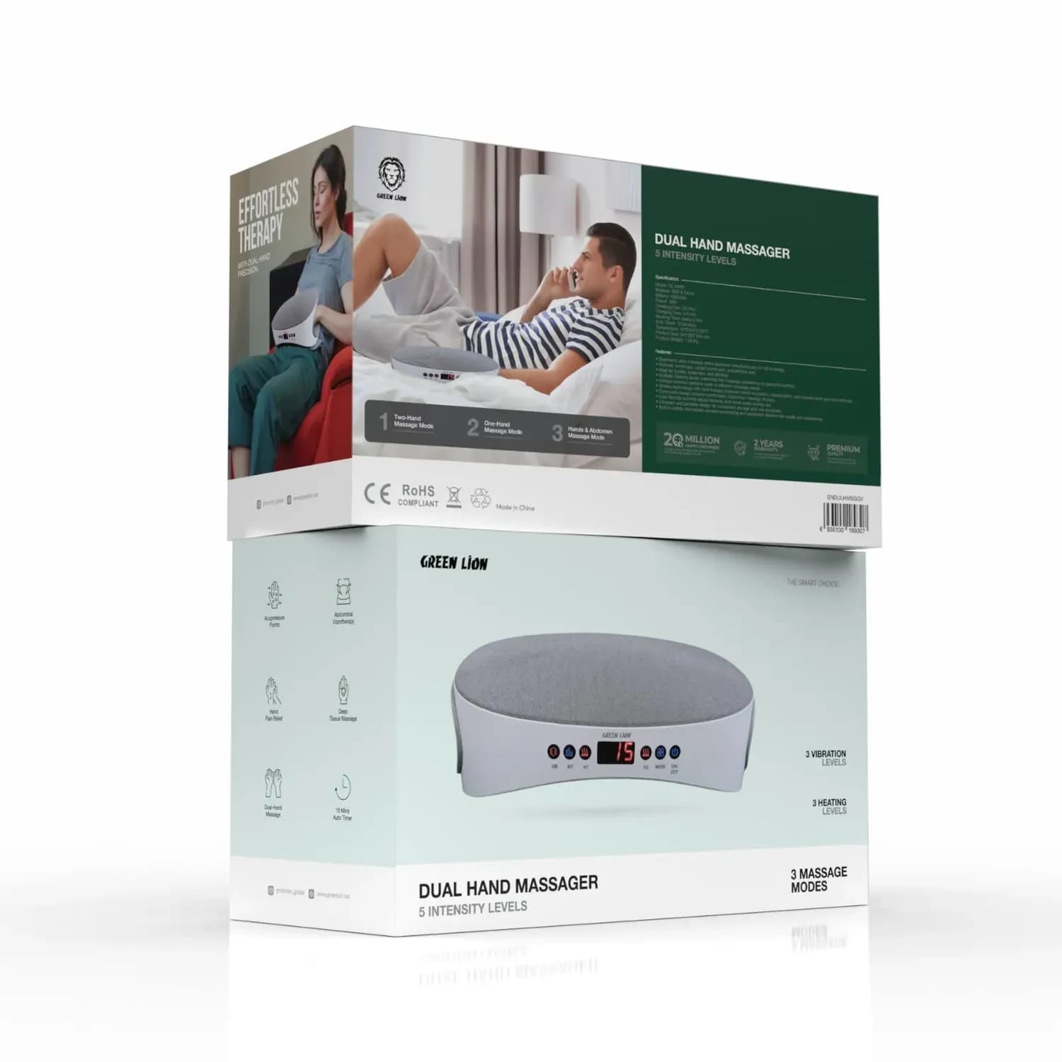 Green Lion Dual Hand Massager - 5 Intensities, Gray 3