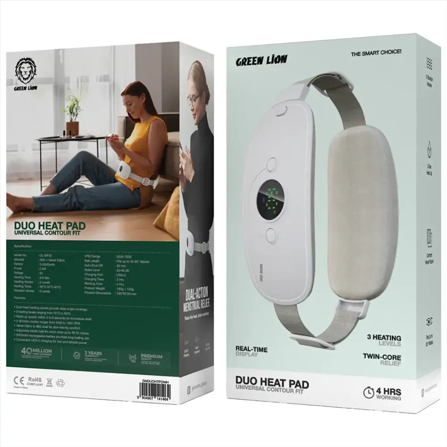 Green Lion Heat Pad Duo - Universal Contour Fit, White 2