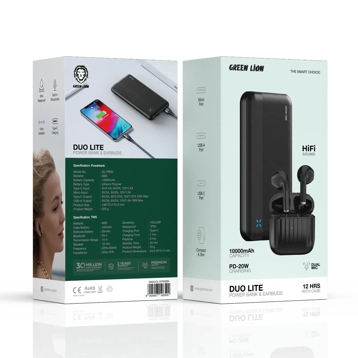 Green Lion Power Bank & Earbuds Duo Lite - Black 5