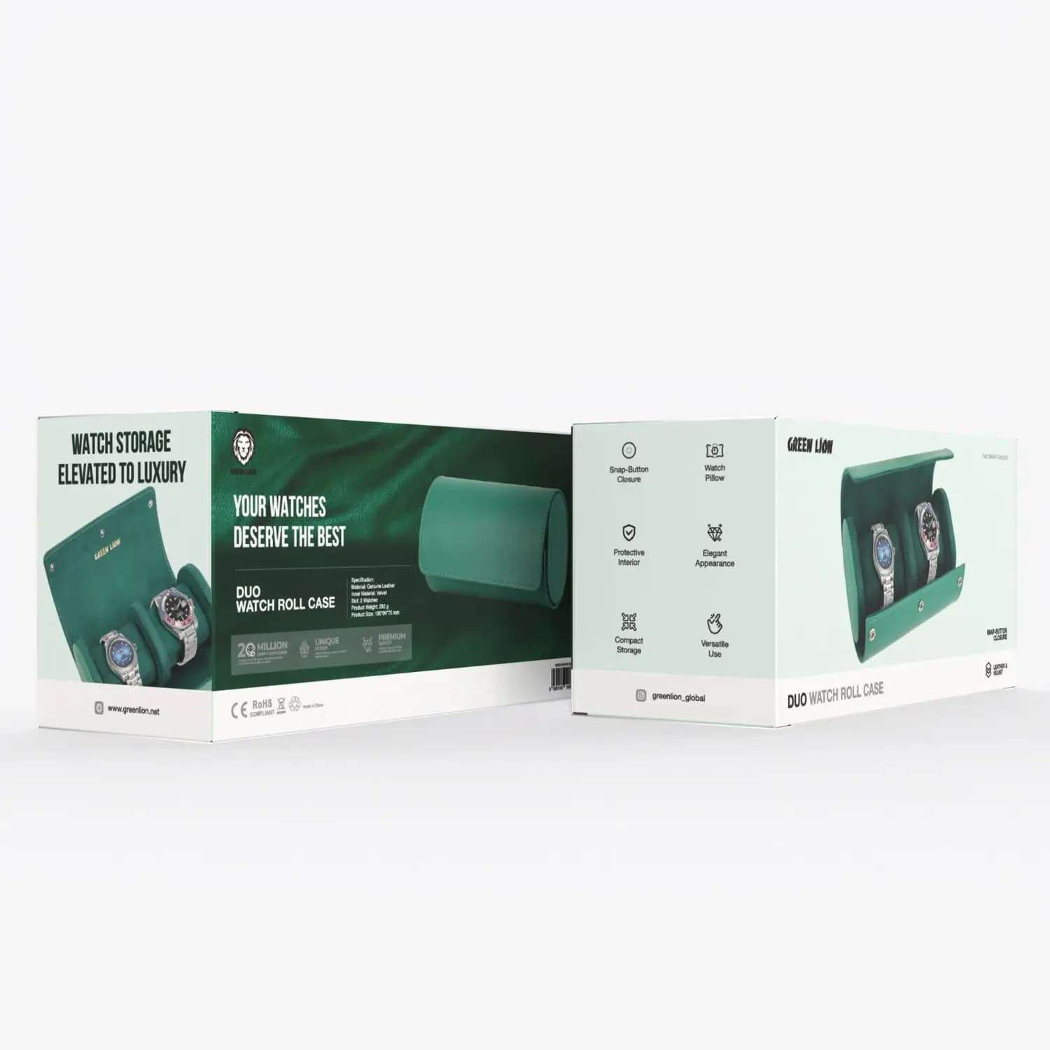 Green Lion Watch Roll Case Duo - Silicone, Green 4