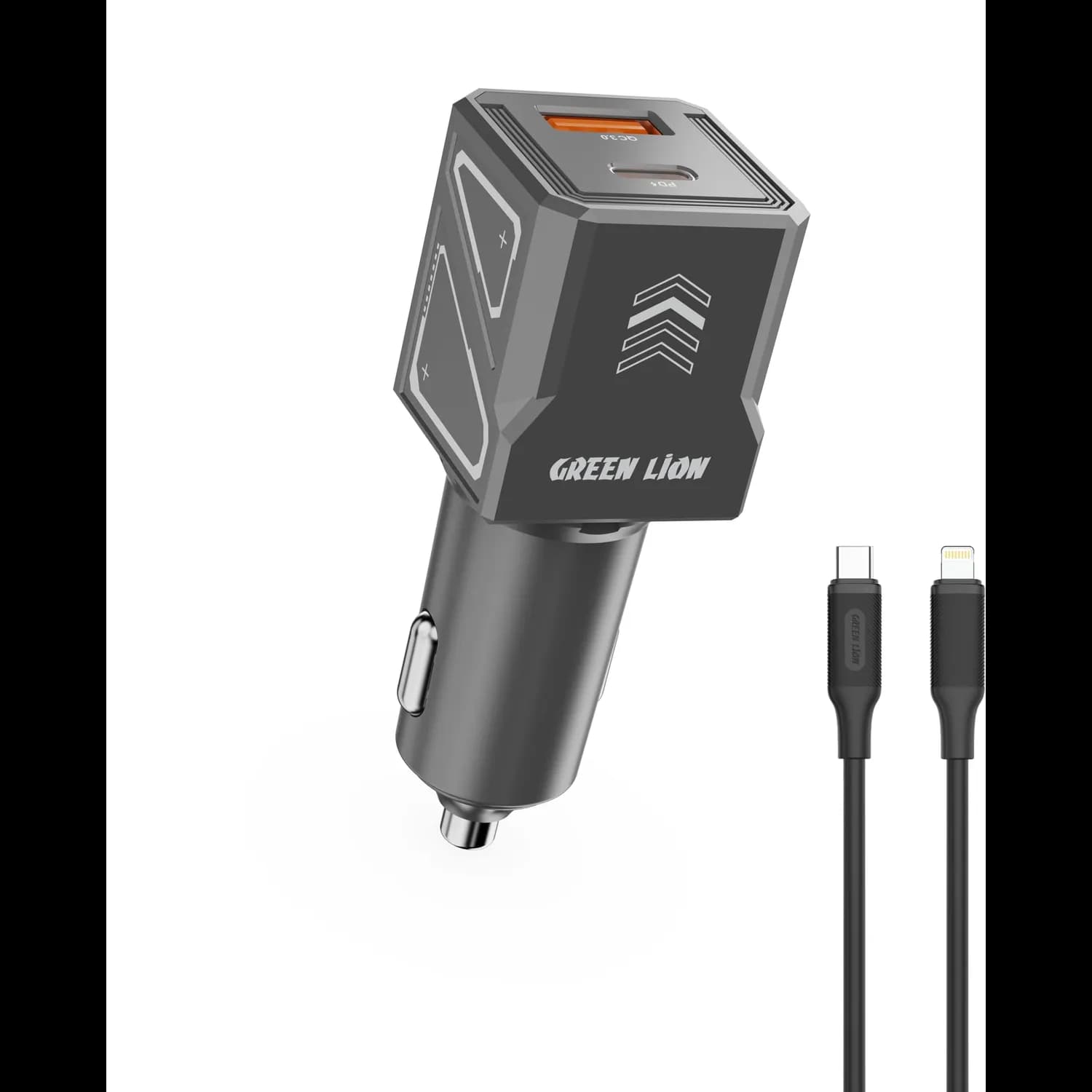 Green Lion Car Charger - 60W Dual Port, Cyberpunk Design 1