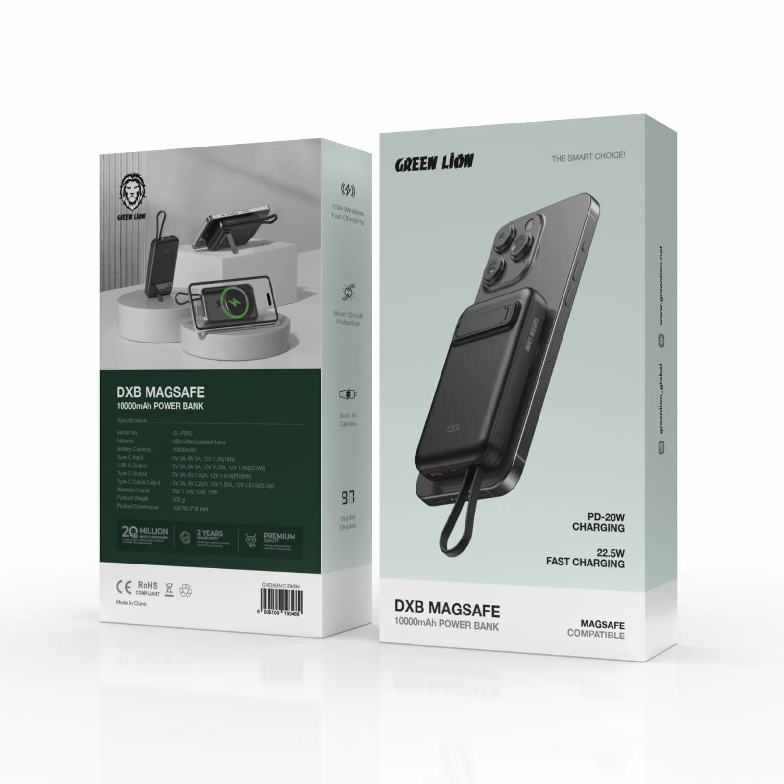 Green Lion Power Bank DXB MagSafe 10000mAh - Wireless Charging, Black 1 Green Lion Power Bank DXB MagSafe 10000mAh - Wireless Charging, Black 1