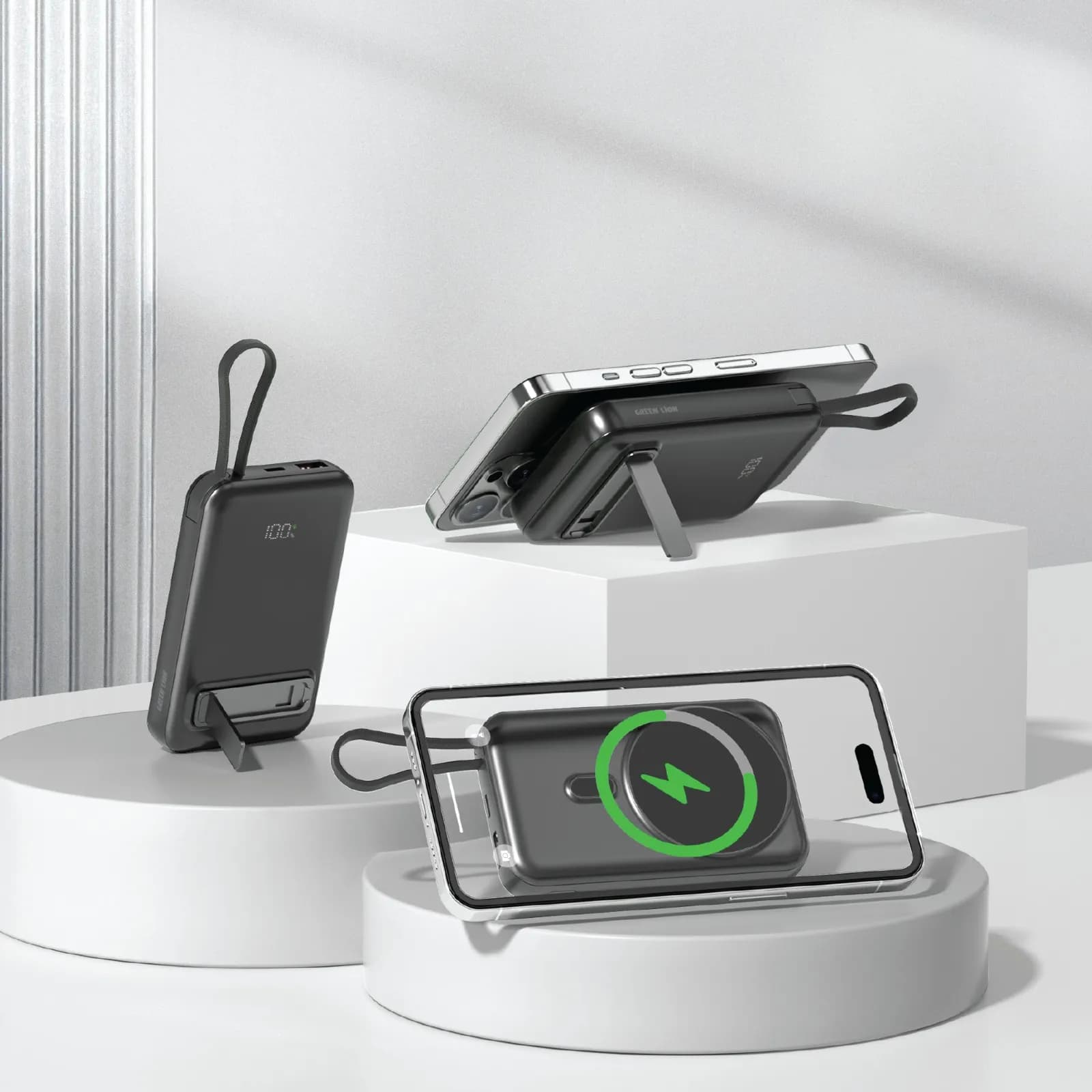 Green Lion Power Bank DXB MagSafe 10000mAh - Wireless Charging, Black 3