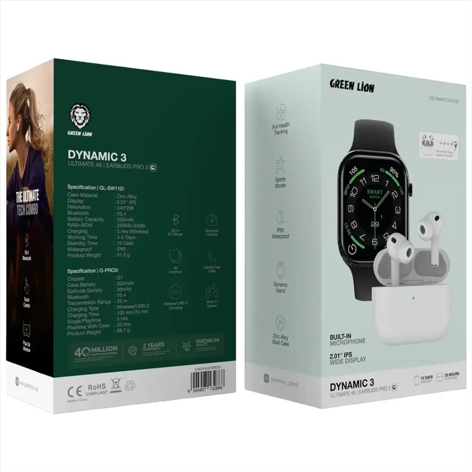 Green Lion Smart Watch Dynamic 3 Ultimate 46 & Earbuds Pro 3 - Black/White 4
