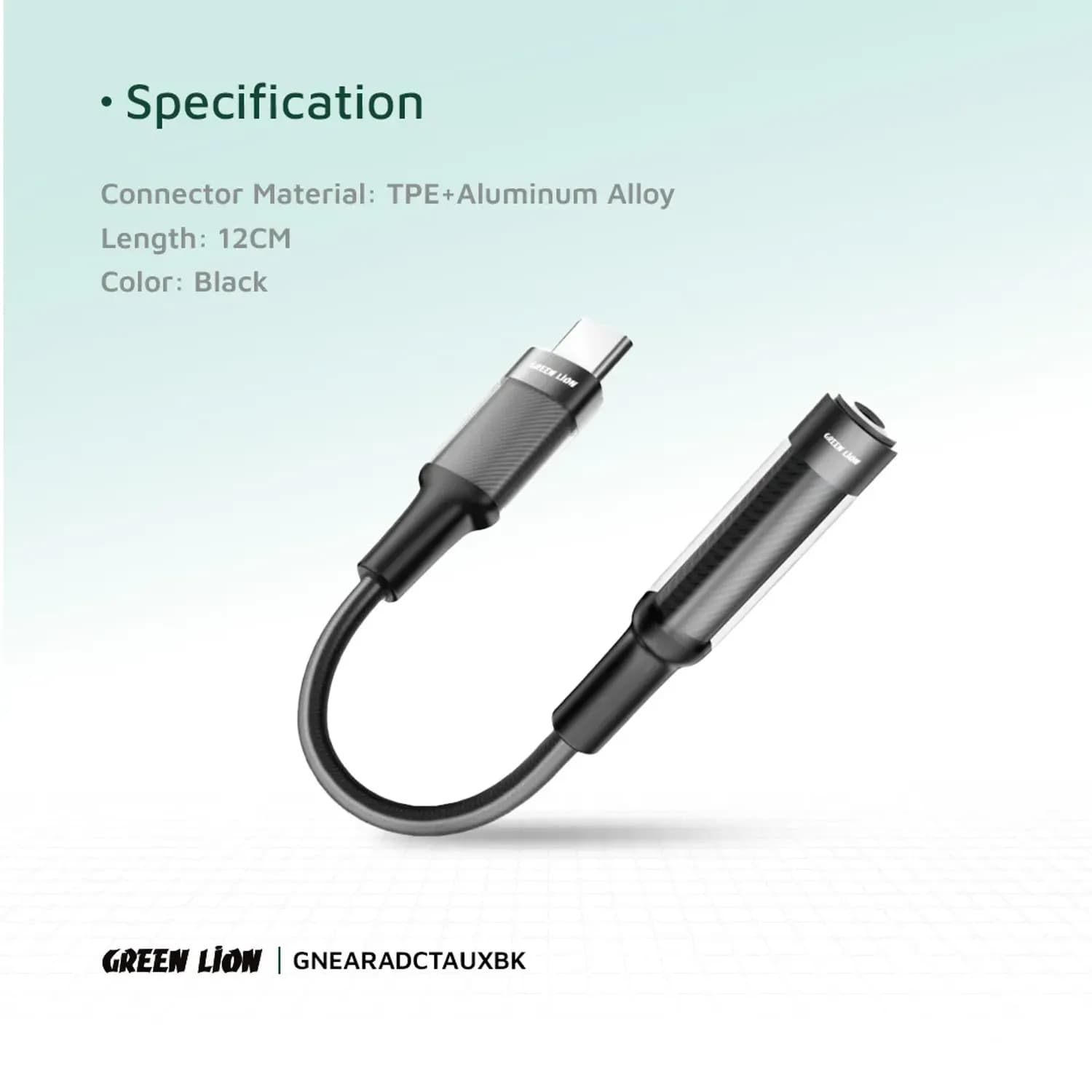 Green Lion Earphone Adapter - USB-C to 3.5mm, Black 2