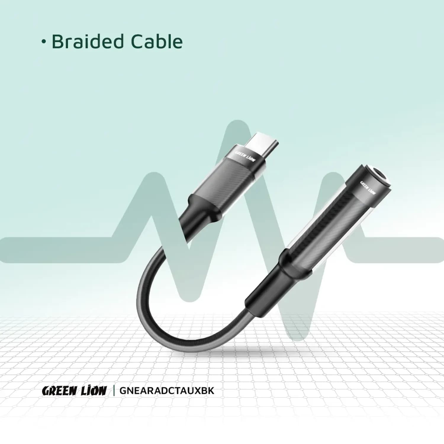 Green Lion Earphone Adapter - USB-C to 3.5mm, Black 3
