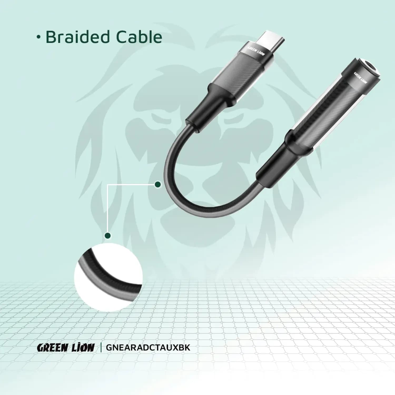 Green Lion Earphone Adapter - USB-C to 3.5mm, Black 4