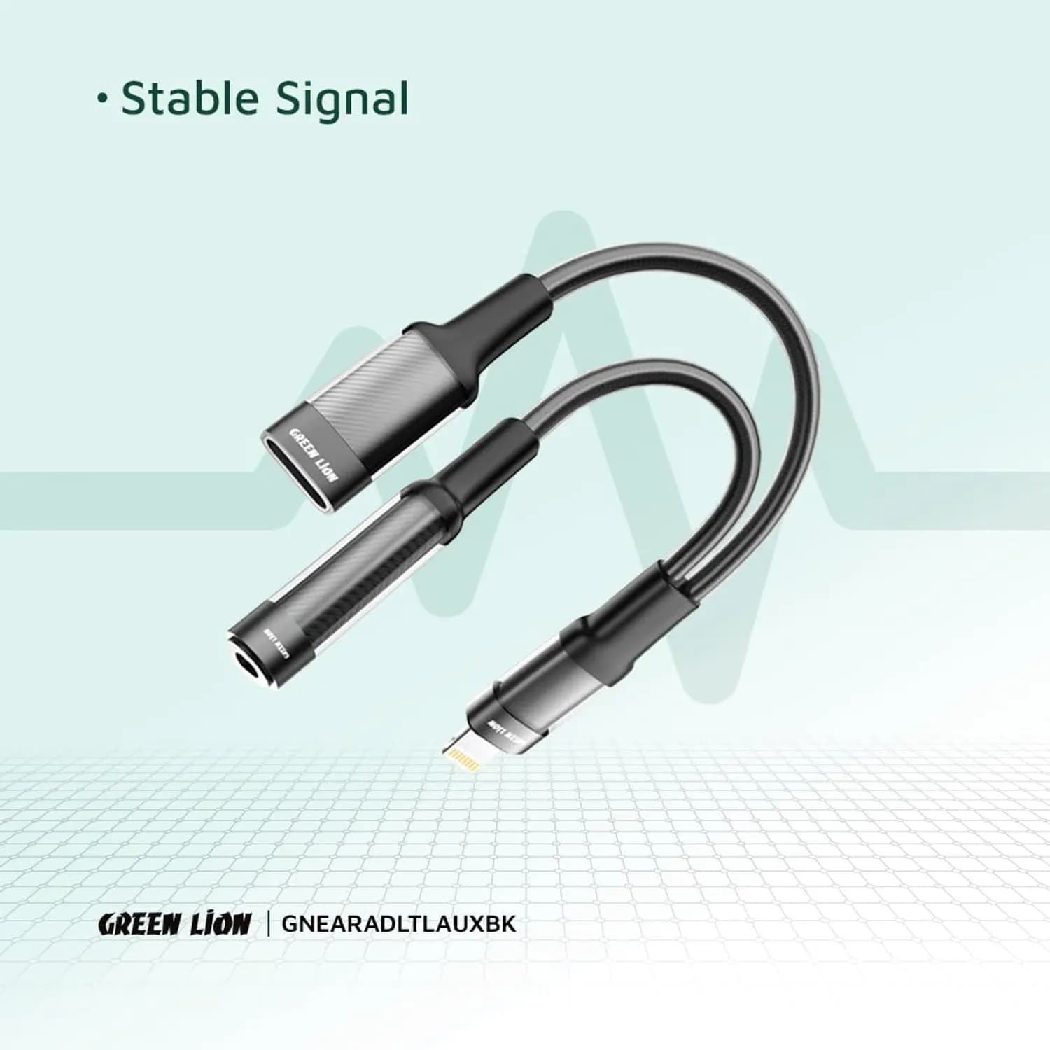 Green Lion Earphone Adapter Lightning to 3.5mm Aux - Braided Cable, Black 5
