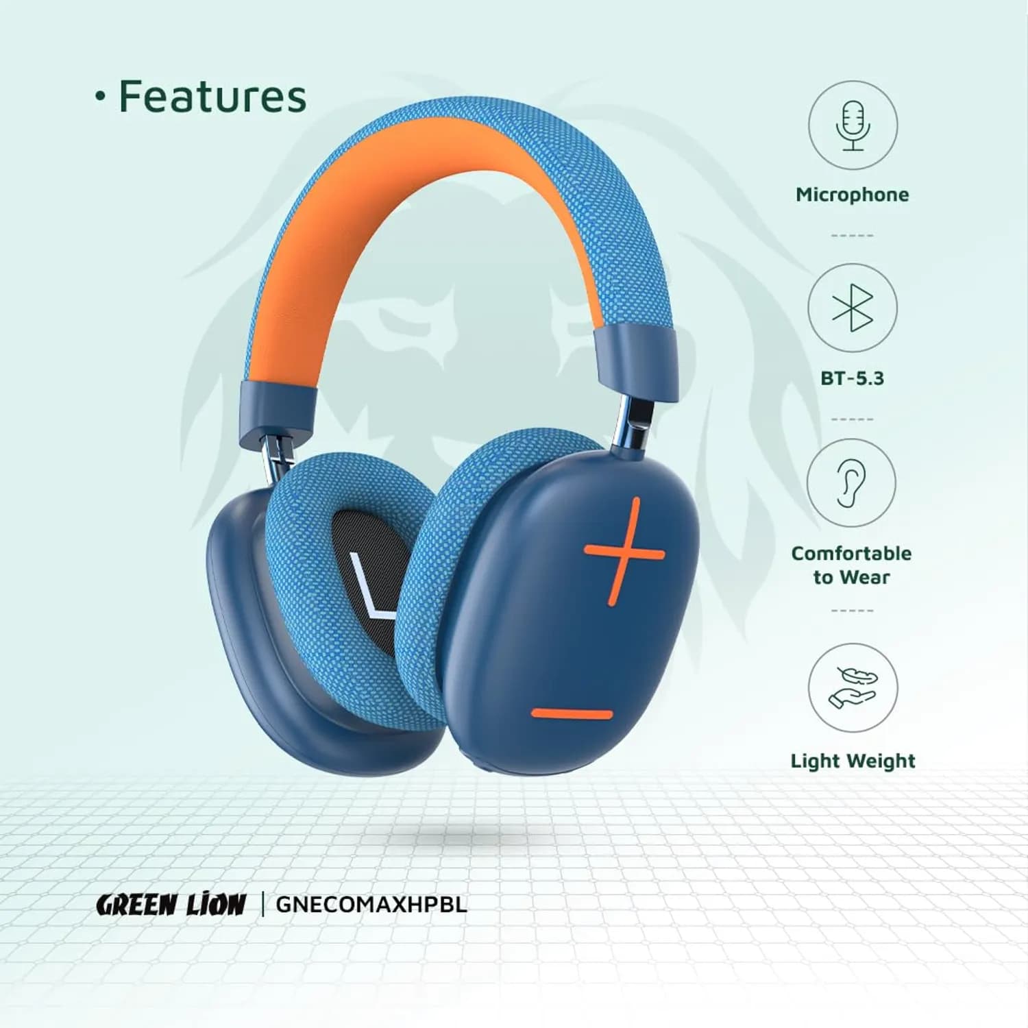 Green Lion Headphones Echo Max - Bluetooth 5.3, 48H Playtime, Blue 2
