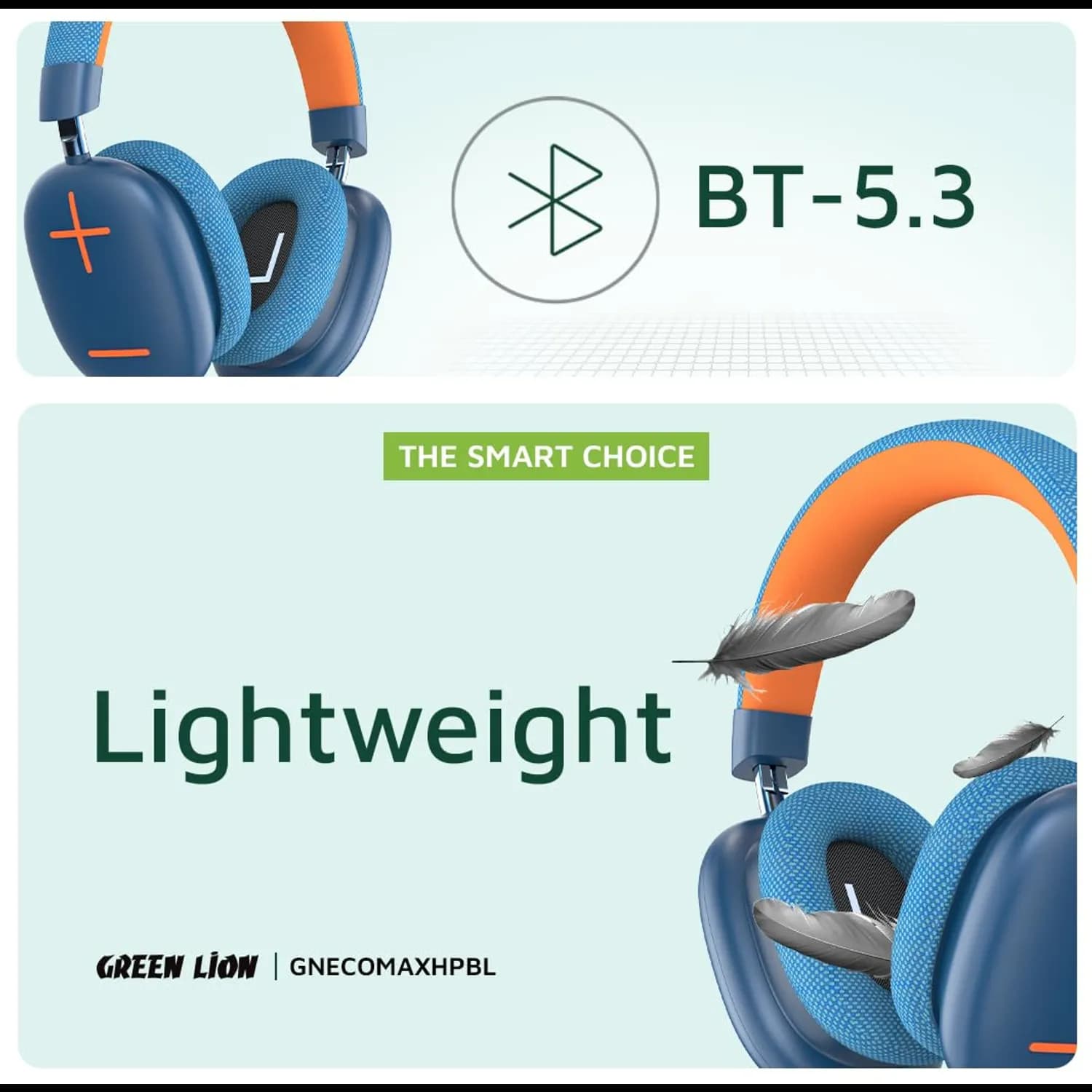 Green Lion Headphones Echo Max - Bluetooth 5.3, 48H Playtime, Blue 3