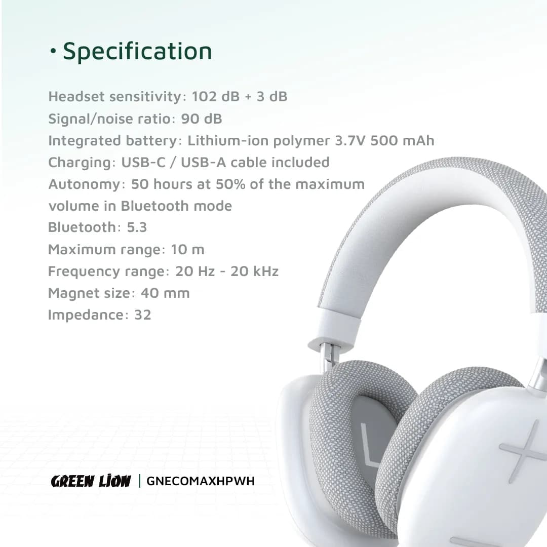 Green Lion Echo Max Headphone - White 2