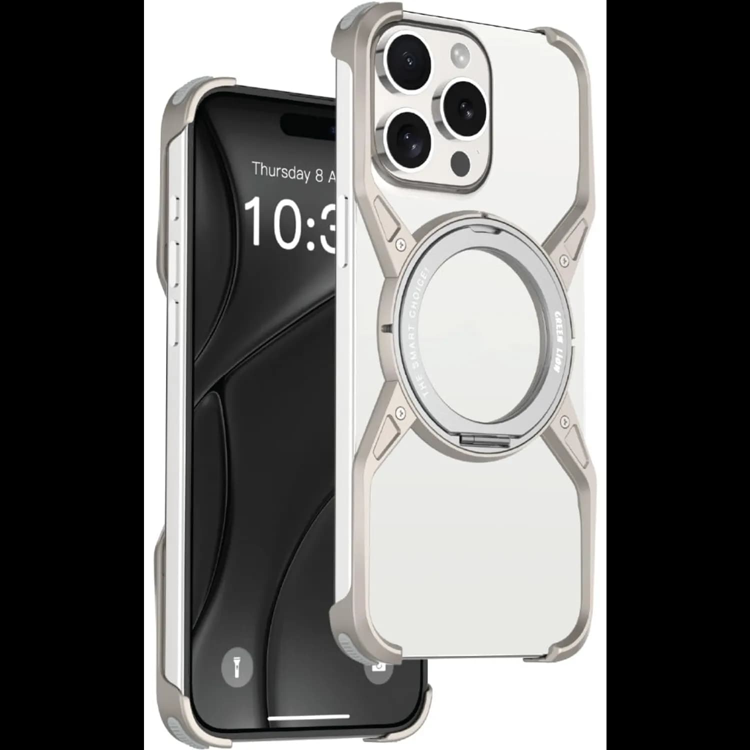 Green Lion Case iPhone 16 Pro - Bezel Less, Kickstand, Natural Titanium Green Lion Case iPhone 16 Pro - Bezel Less, Kickstand, Natural Titanium
