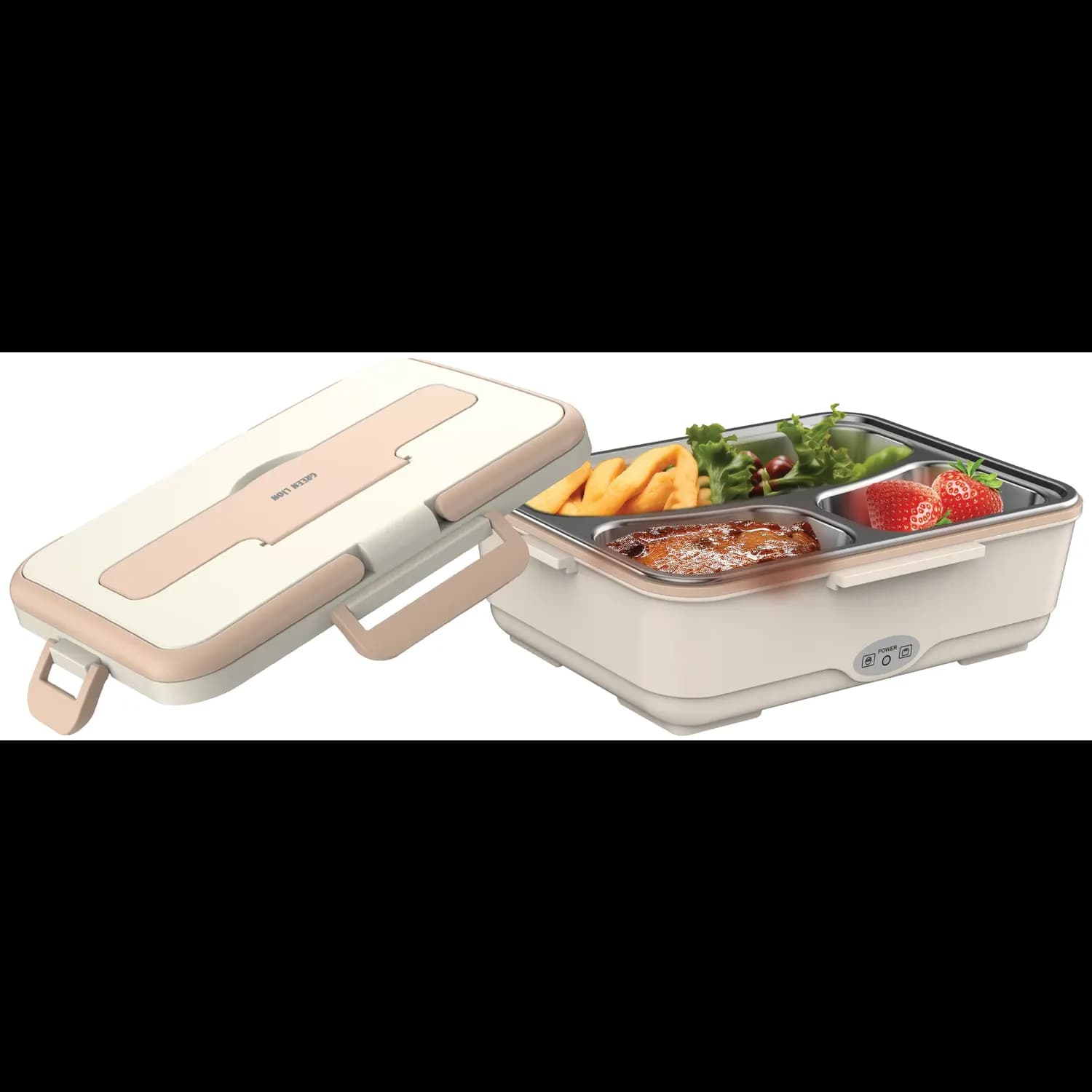 Green Lion Electric Lunchbox - 850ml, Portable, Beige 5