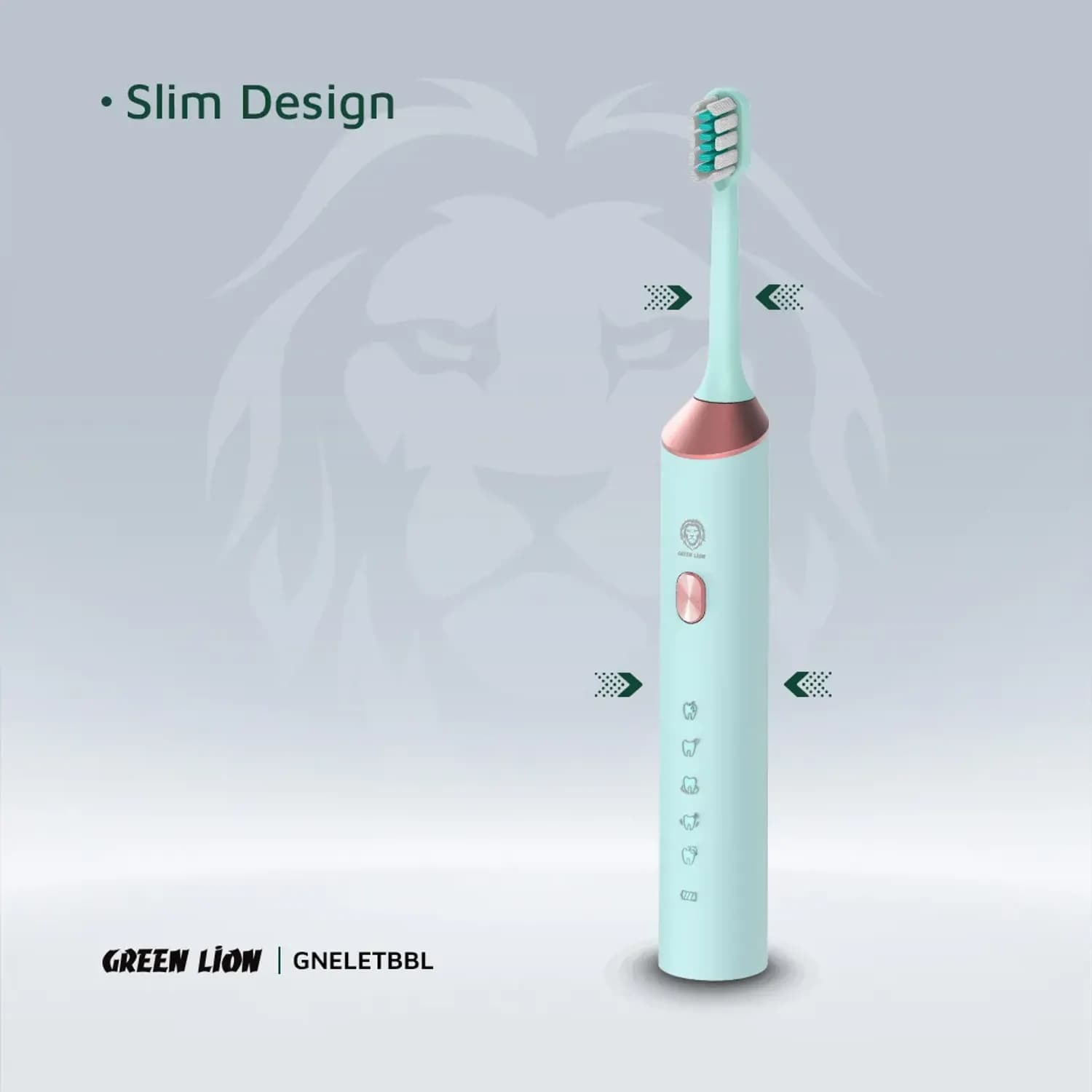 Green Lion Electric Toothbrush - 5 Modes, 4 Brush Heads, Blue 3