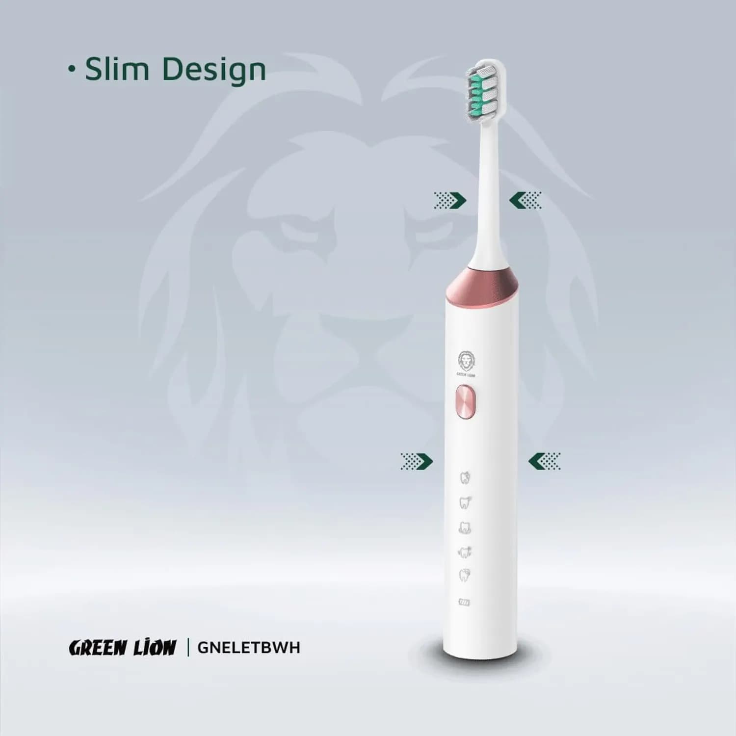 Green Lion Electric Toothbrush - 4 Brush Heads, Sensitive Care, White — Pink 5