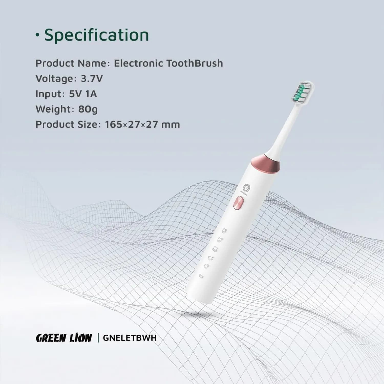 Green Lion Electric Toothbrush - 4 Brush Heads, Sensitive Care, White — Pink 6