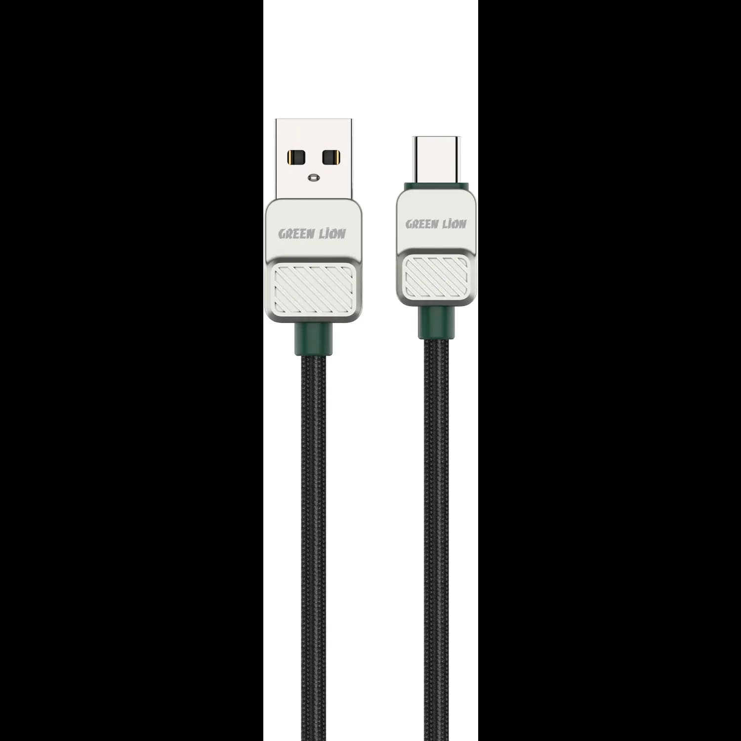 Green Lion Braided USB-A to Lightning Cable - Durable, 1m, Black 1