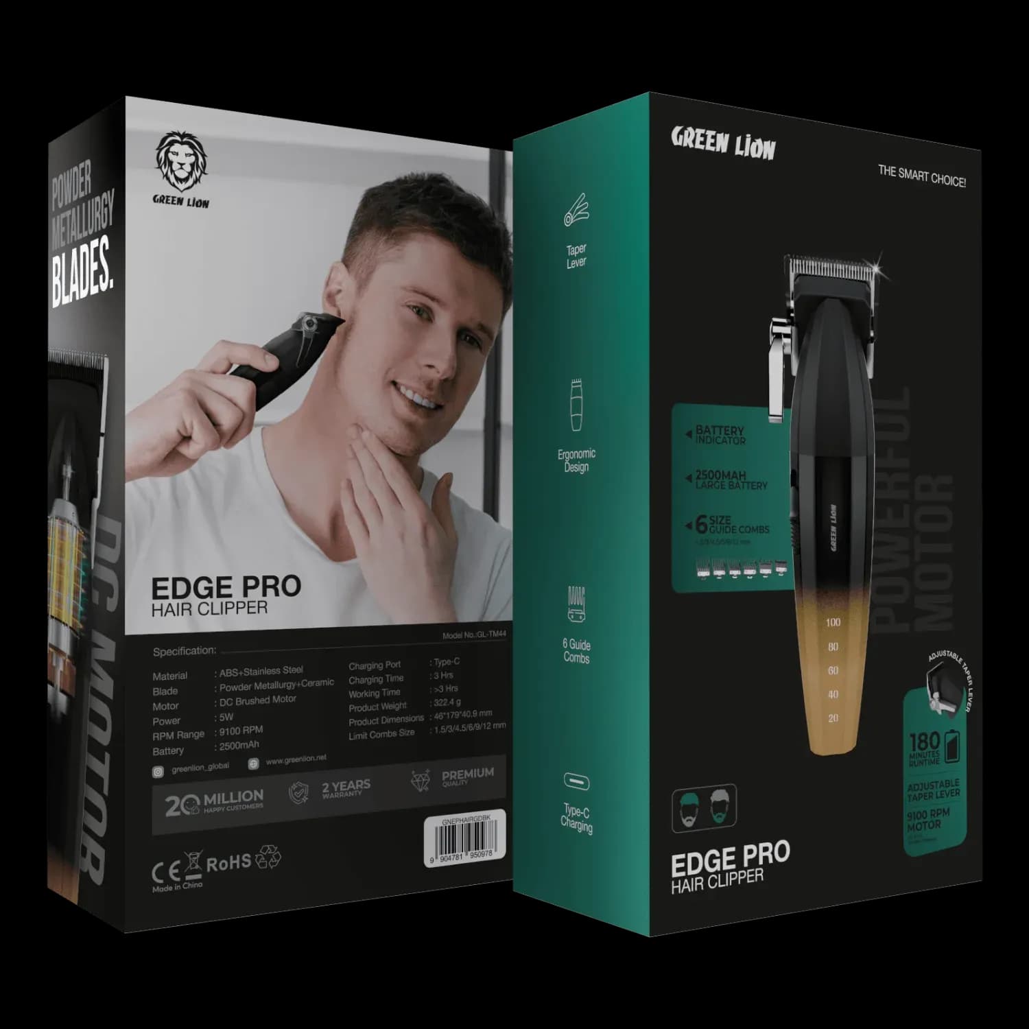 Green Lion Hair Clipper Edge-Pro - Adjustable Taper, Black/Gold 3