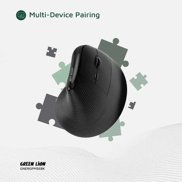Green Lion Vertical Mouse - Ergo Grip, BT & 2.4GHz, Black 3