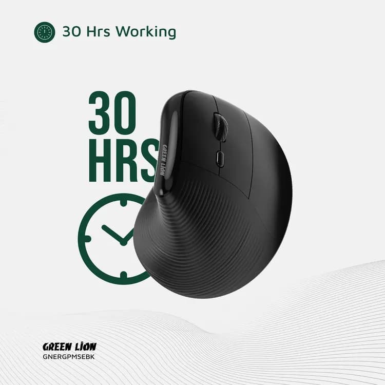 Green Lion Vertical Mouse - Ergo Grip, BT & 2.4GHz, Black 4