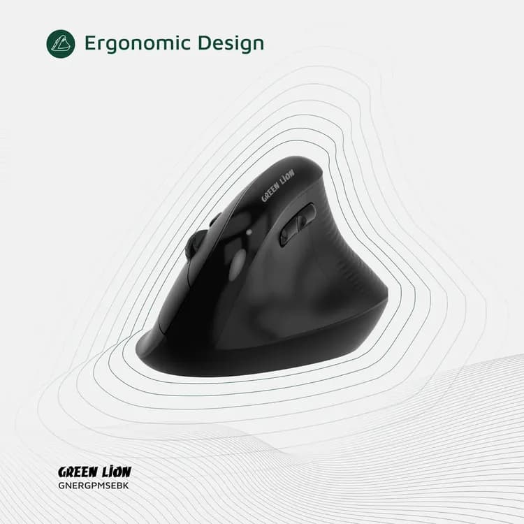 Green Lion Vertical Mouse - Ergo Grip, BT & 2.4GHz, Black 5