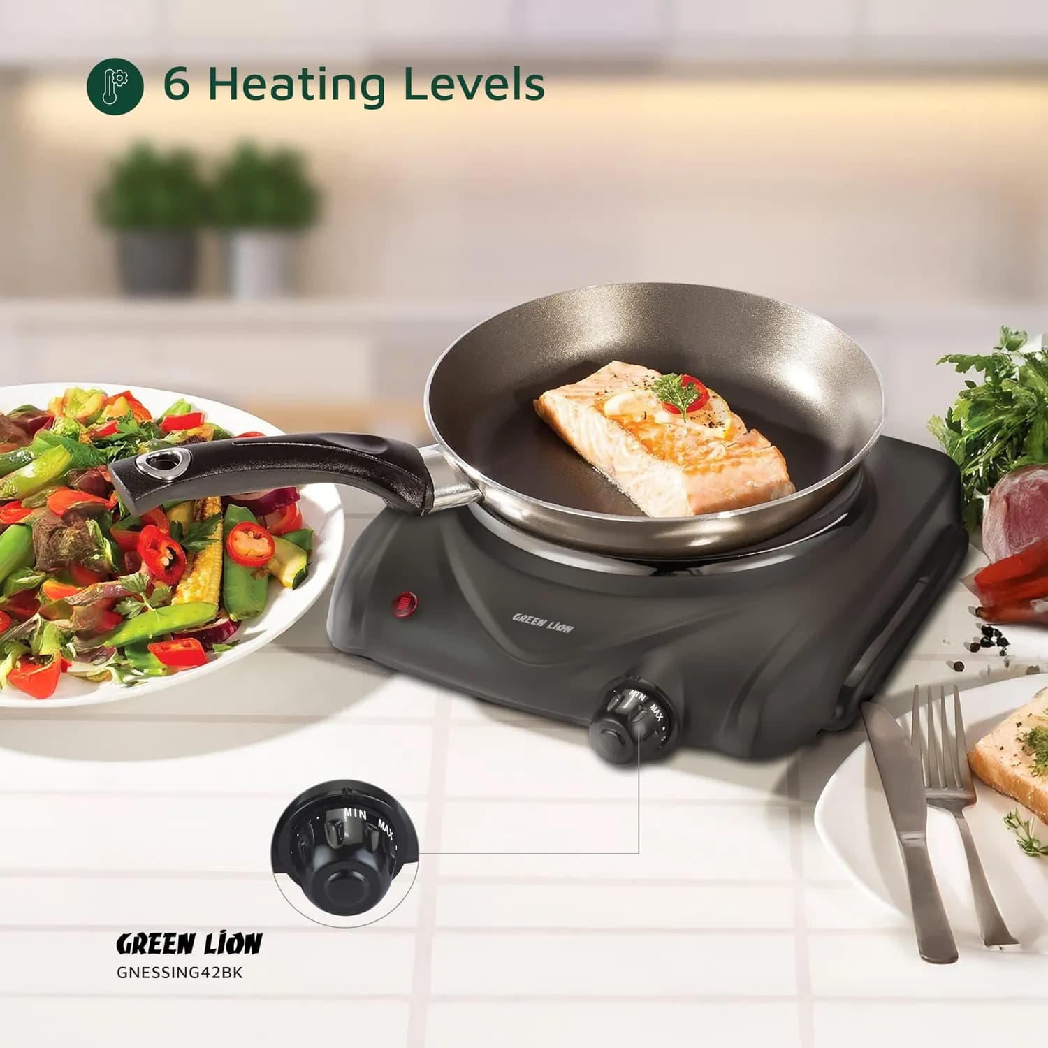 Green Lion Electric Stove - Single Hot Plate, 6 Levels, Black 4