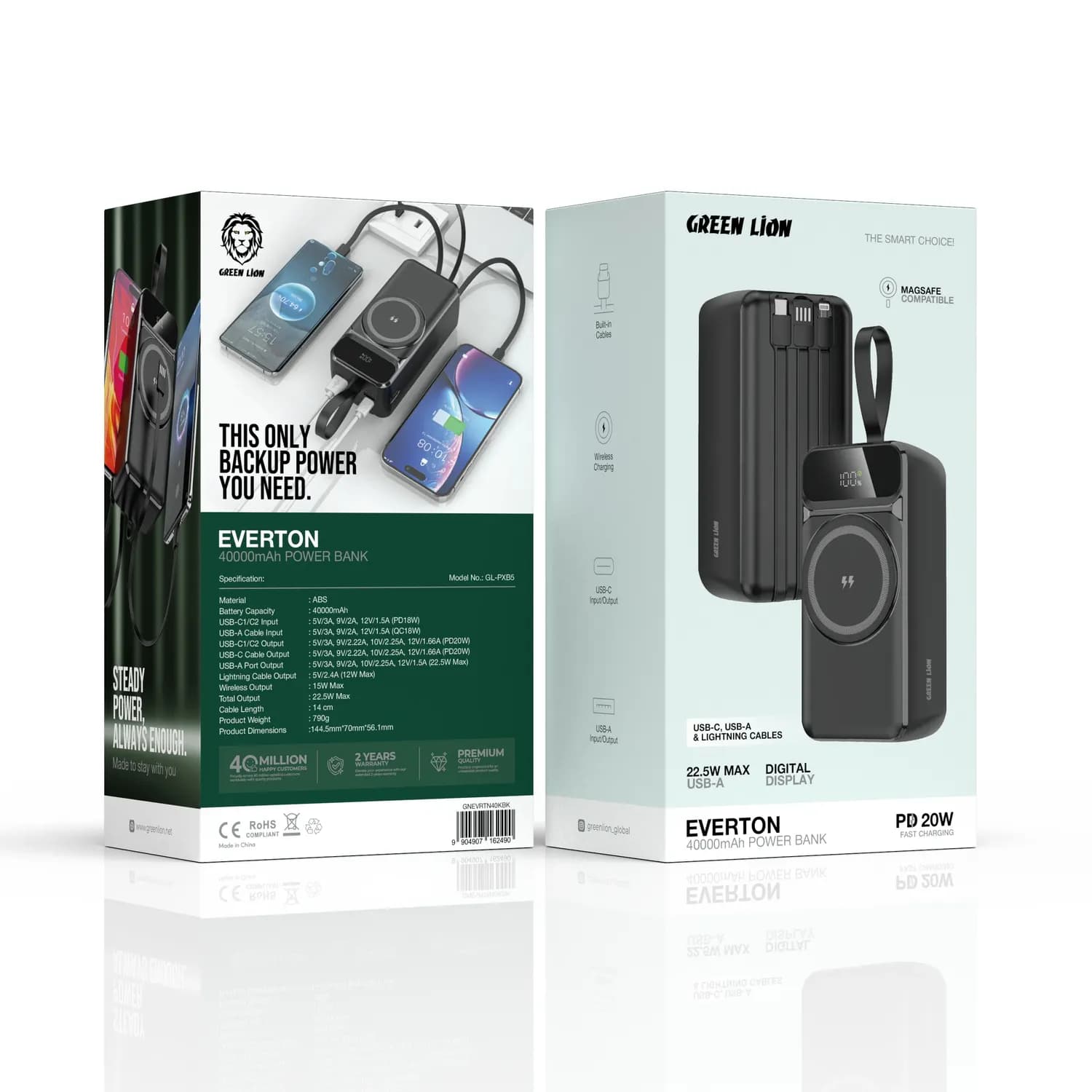 Green Lion Power Bank Everton - 40000mAh 20W PD, Black 3