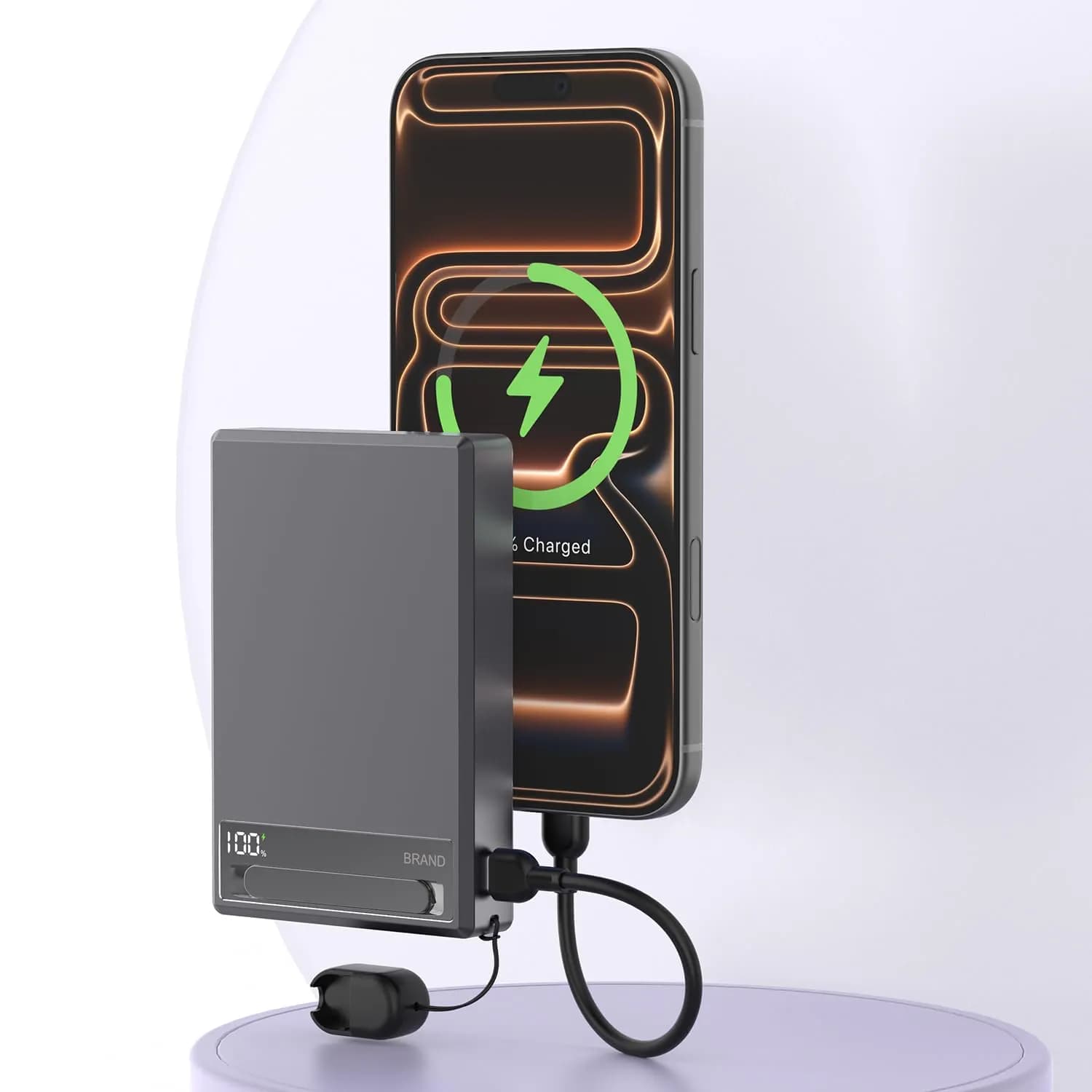 Green Lion Power Bank Qi2 - 10000mAh 25W Wireless, Gray 3