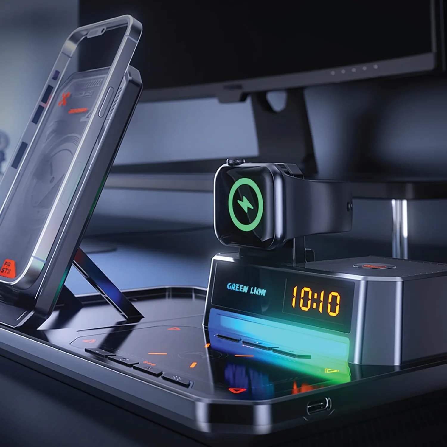 Green Lion Wireless Charger - 6-in-1 Multifunctional, Black 3