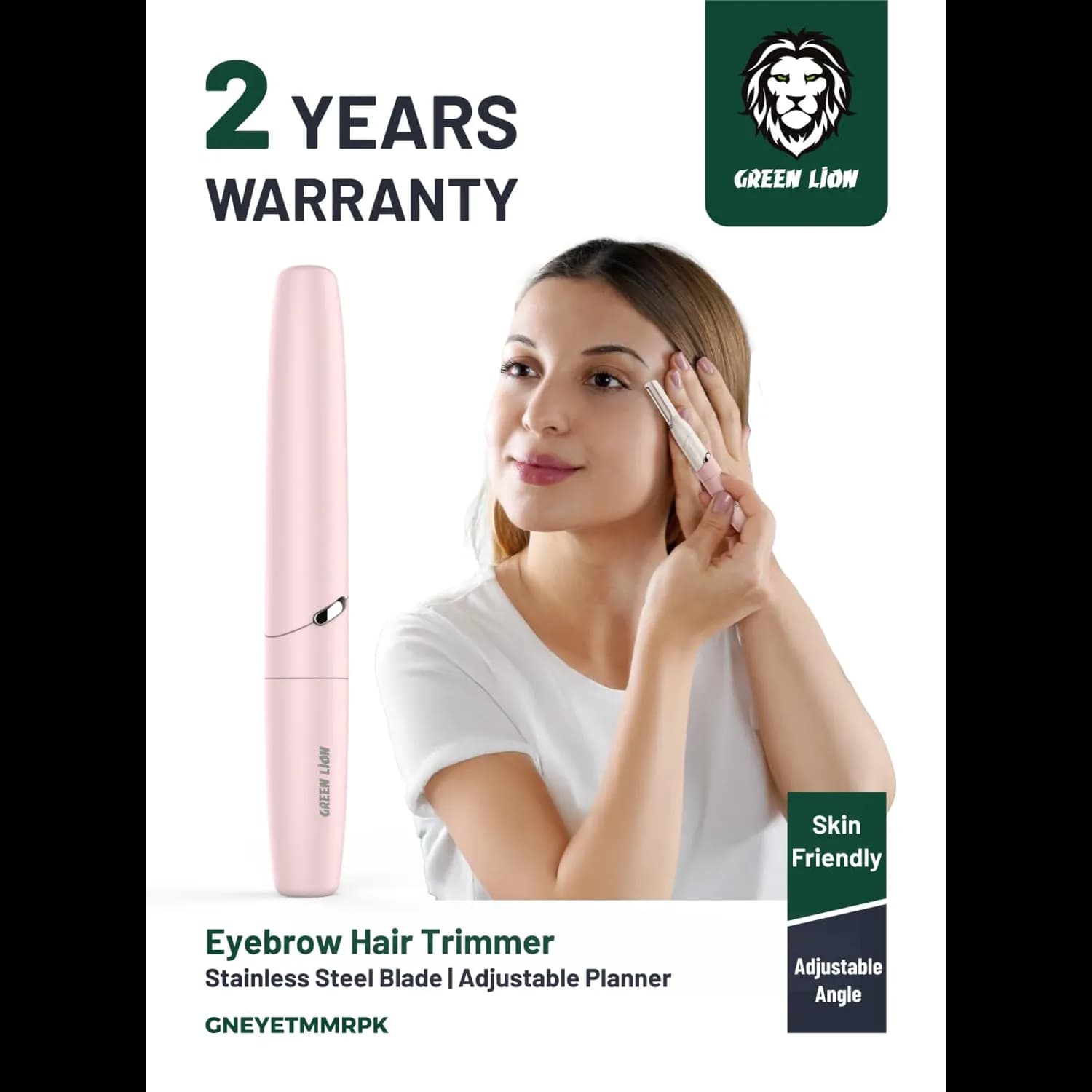 Green Lion Eyebrow Trimmer - Adjustable Angle, Pink 2