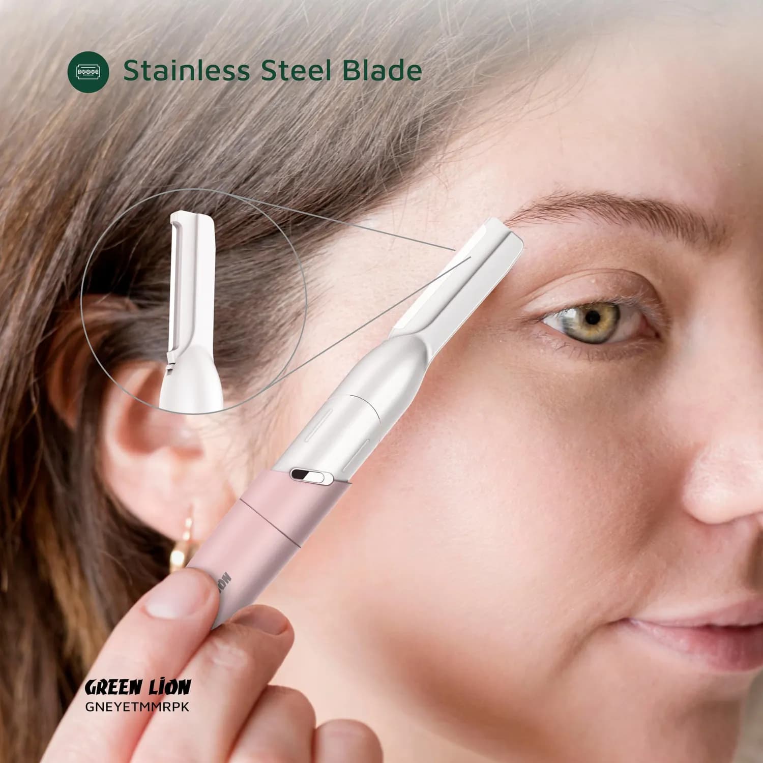 Green Lion Eyebrow Trimmer - Adjustable Angle, Pink 3