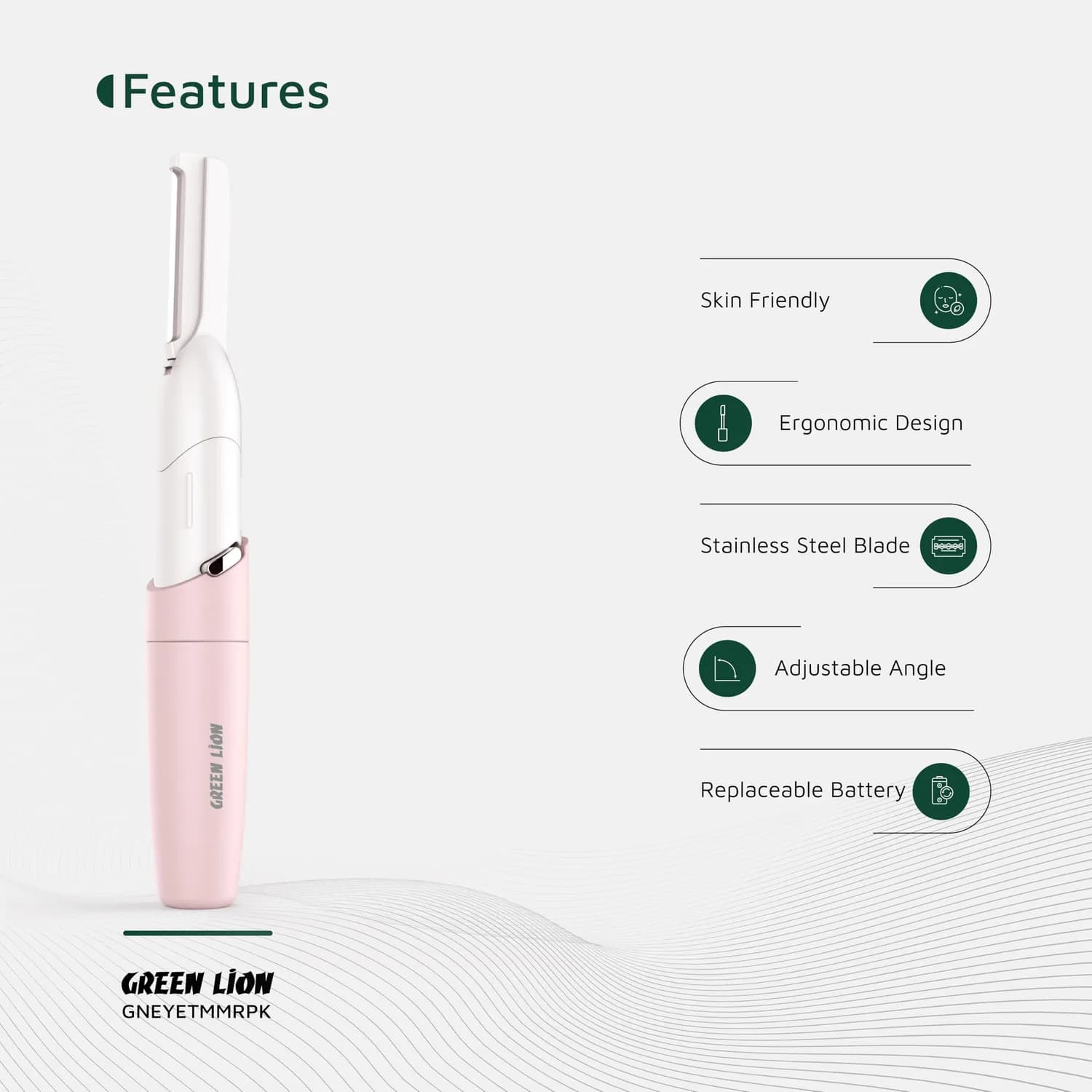 Green Lion Eyebrow Trimmer - Adjustable Angle, Pink 5
