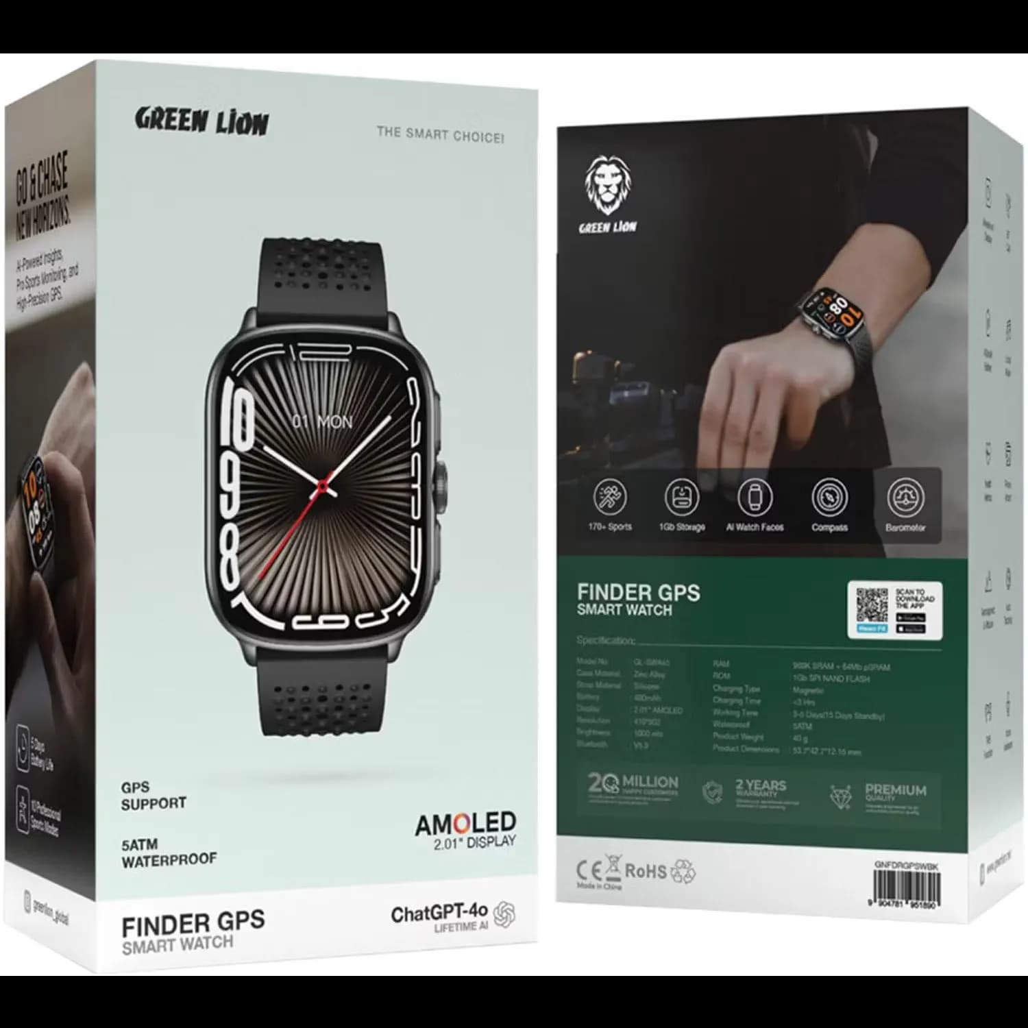 Green Lion GPS Smart Watch - Black 4