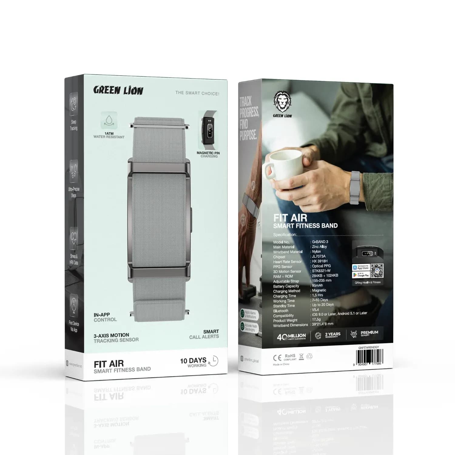 Green Lion Fitness Band Fit Air - Smart, Gray — Black 4